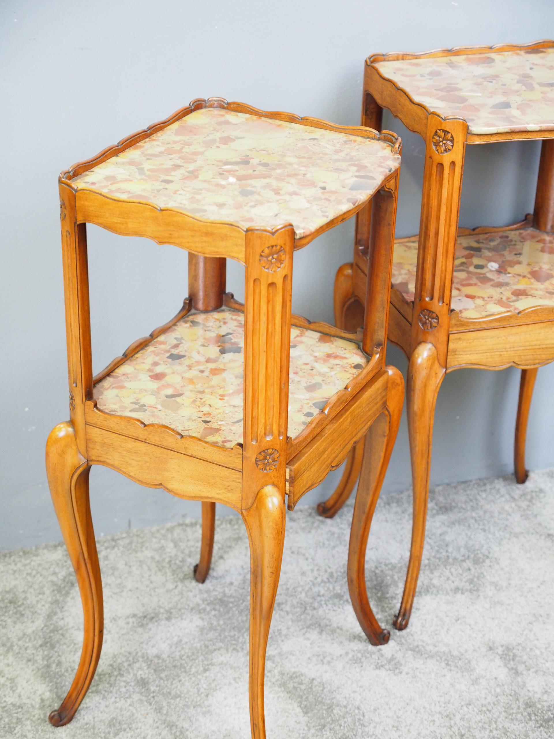 Pair of Marble Top Bedsides by Morison & Co. of Edinburgh For Sale 3