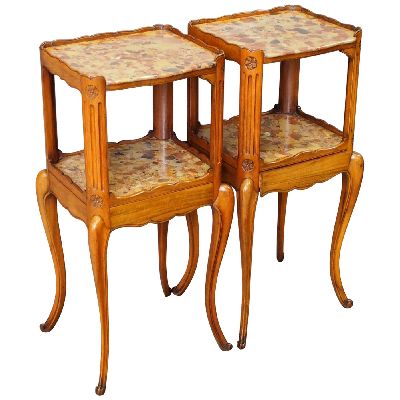 Pair of Marble Top Bedsides by Morison & Co. of Edinburgh For Sale