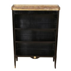 Pair of Marble Top Bookcases with Brass Gallery and Mountings