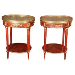 Pair of Marble-Top Bronze Mounted Linke Style French End Tables Guéridons