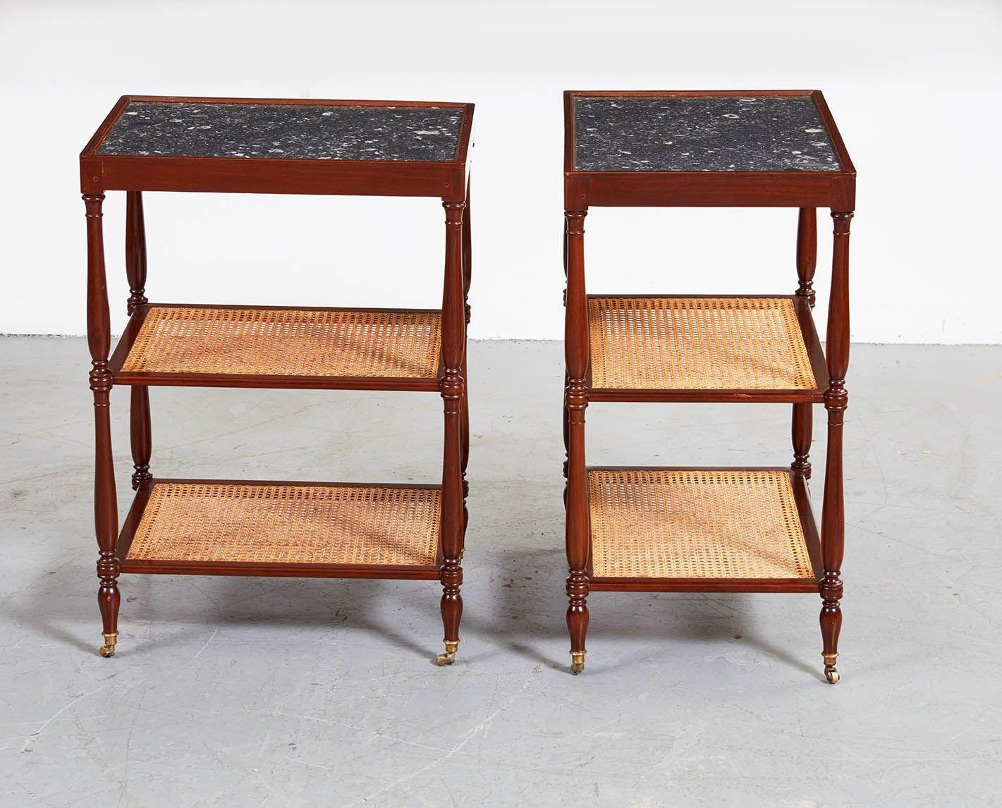 French Pair of Directoire Caned End Tables