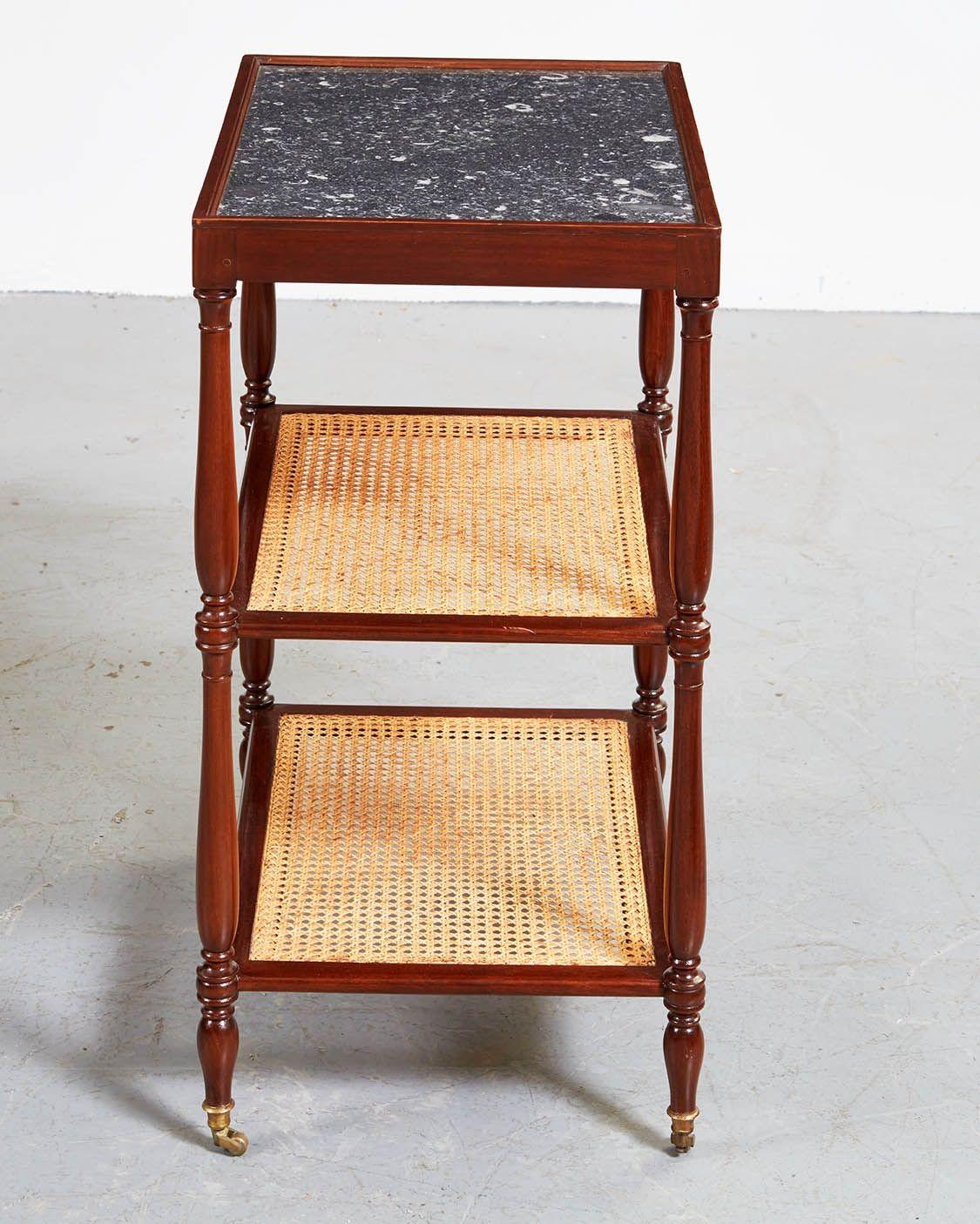Pair of Directoire Caned End Tables 1