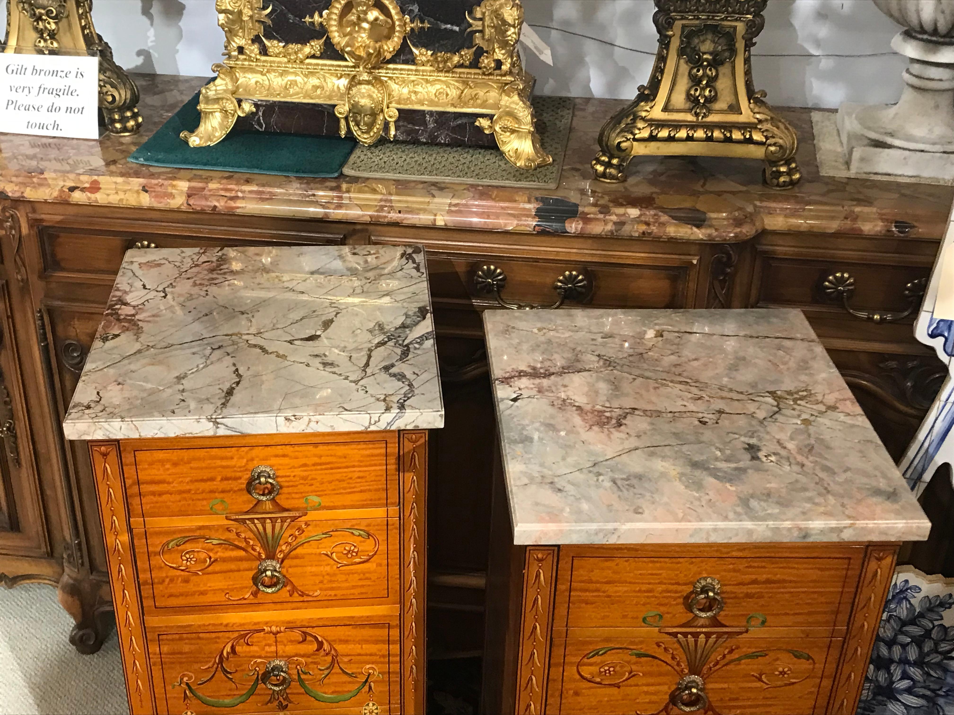 Pair of Marble Top Chiffoniers In Good Condition For Sale In Atlanta, GA