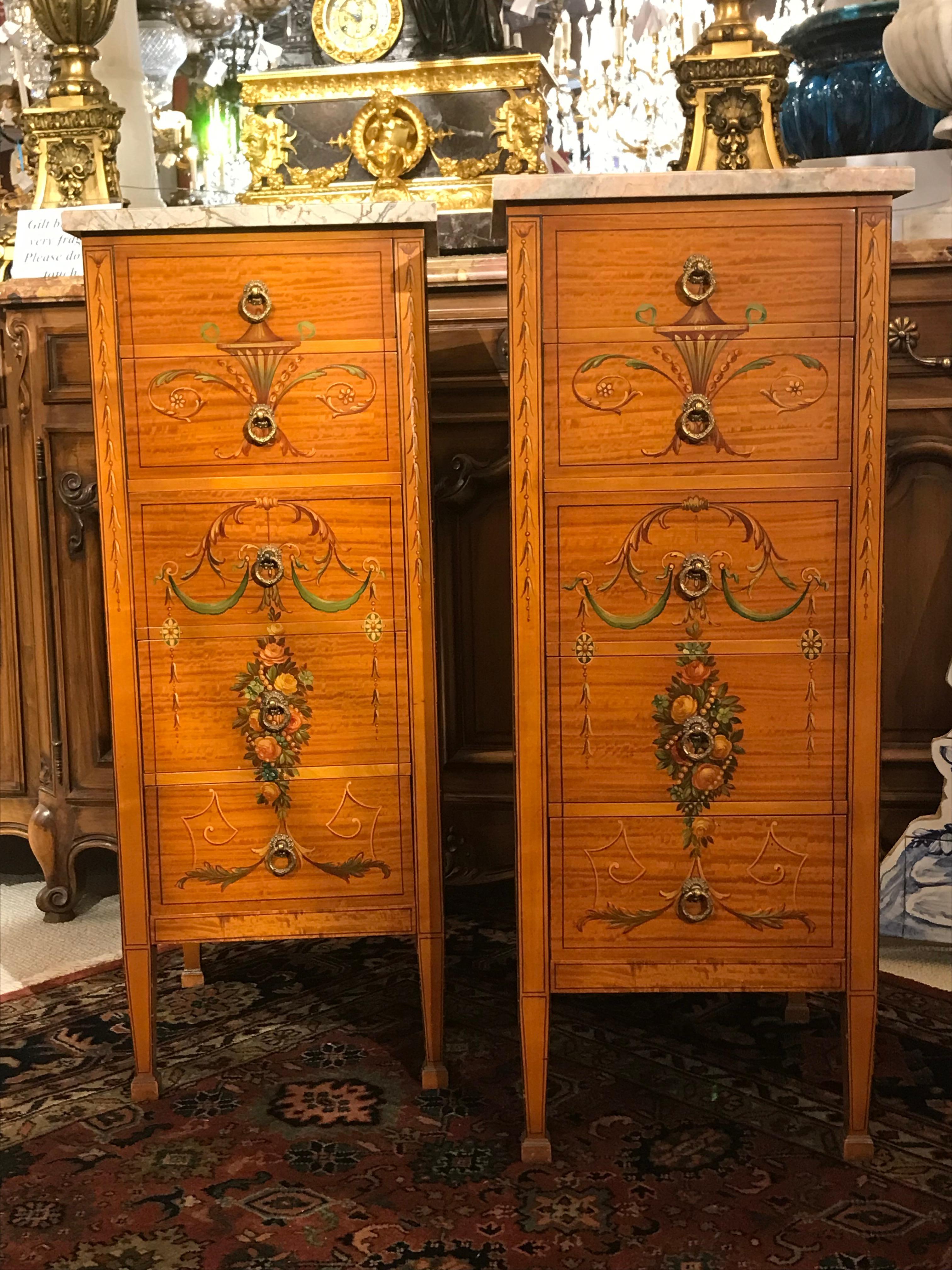 Pair of Marble Top Chiffoniers For Sale 3