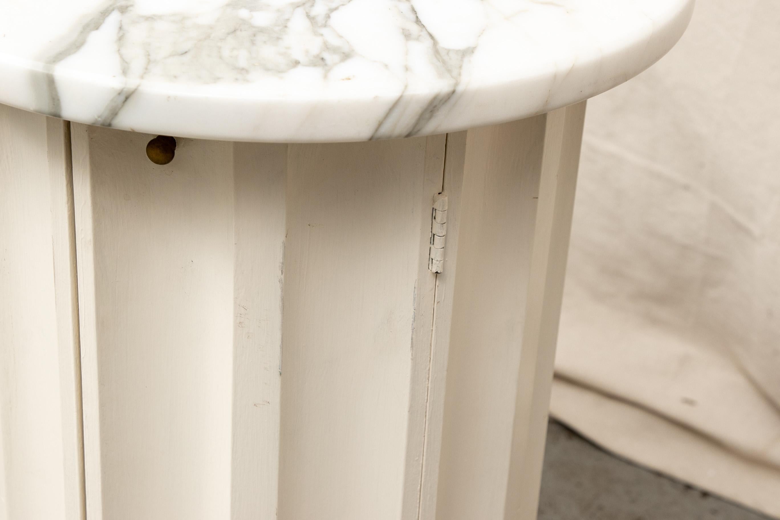 20th Century Pair of Marble-Top Column Form Commode Tables