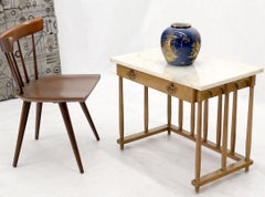 Pair of Marble-Top Columns Arches Shape One-Drawer End Side Tables Nightstands