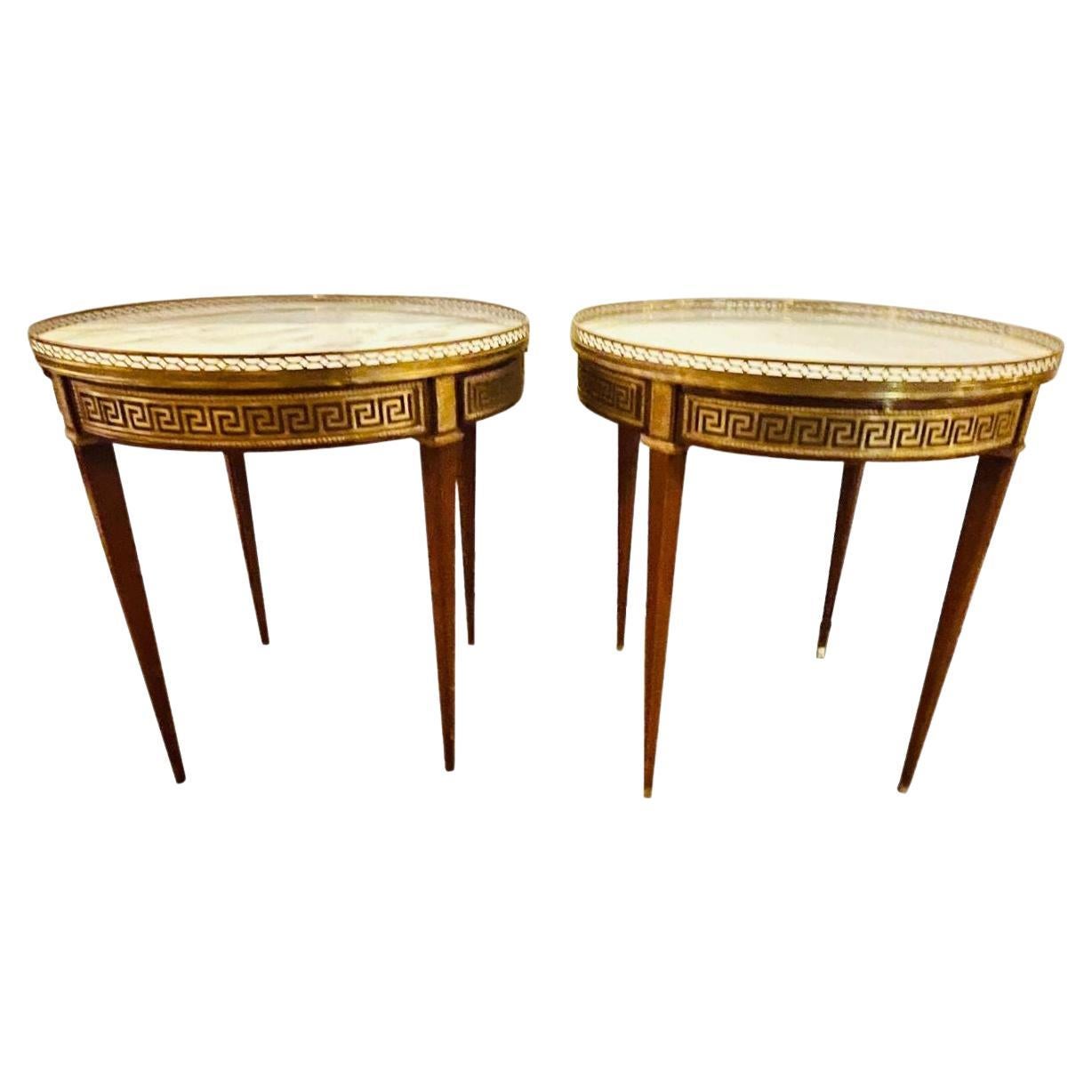 Pair of CustomMade Mirrored Greek Key Side Tables at 1stDibs
