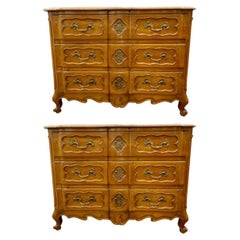 Pair of Marble-Top Louis XV Style Commodes Chests Attributed to Maison Jansen