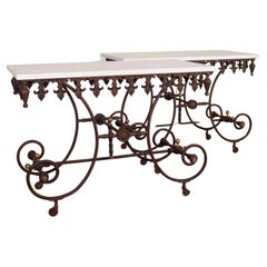 Pair of Marble Top Patisserie Tables
