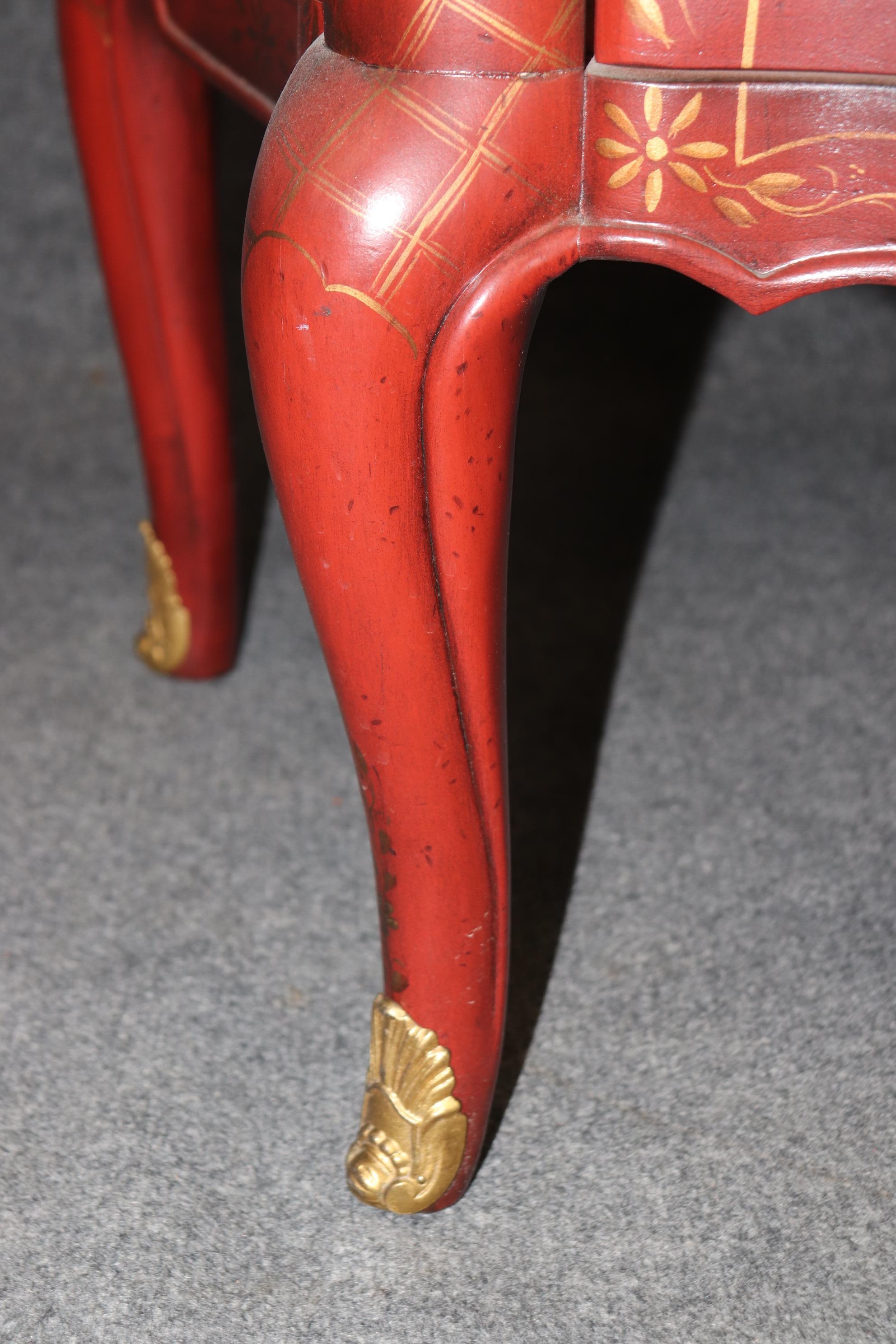Paar Marmorplatte Rot Chinoiserie E.J. Victor Französische Louis XV.-Kommoden im Angebot 4