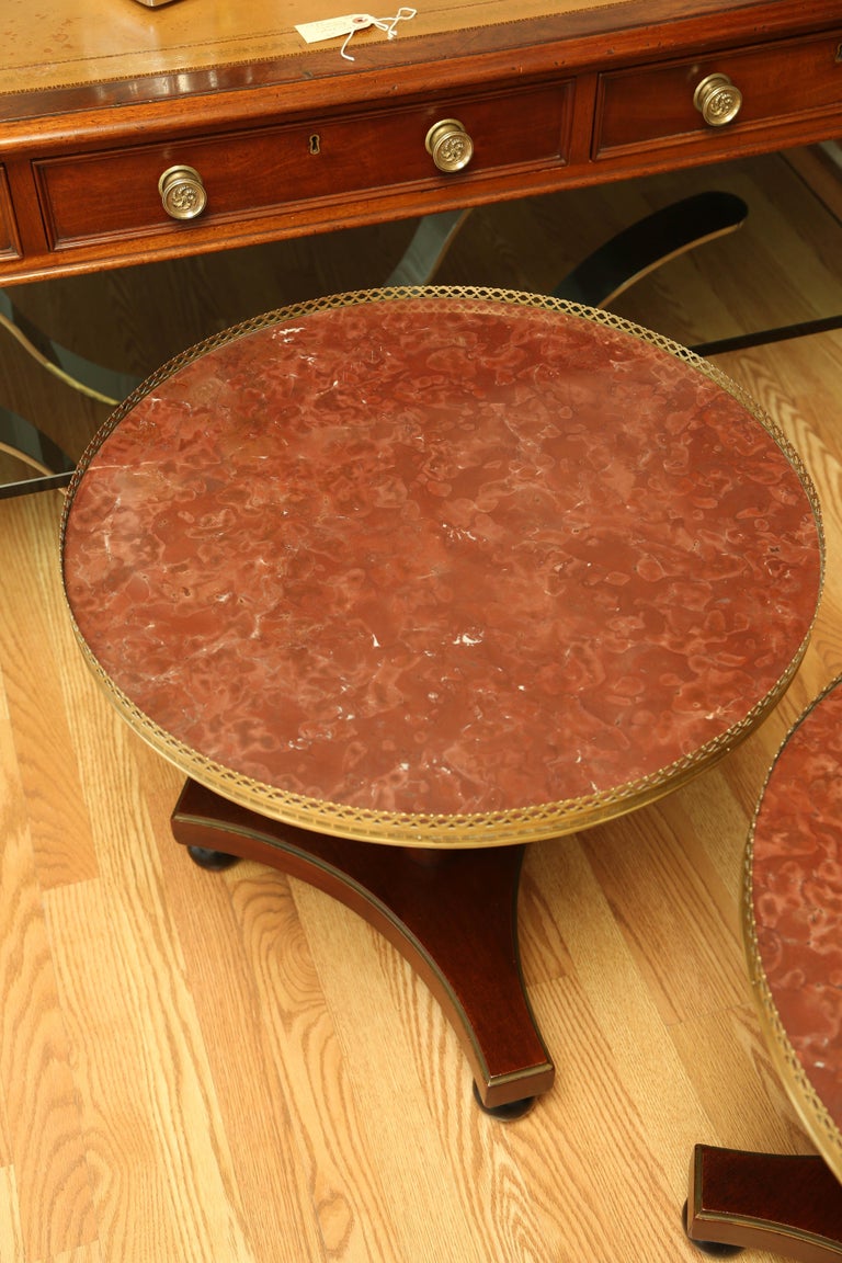 Pair of MarbleTop Side Tables For Sale at 1stDibs