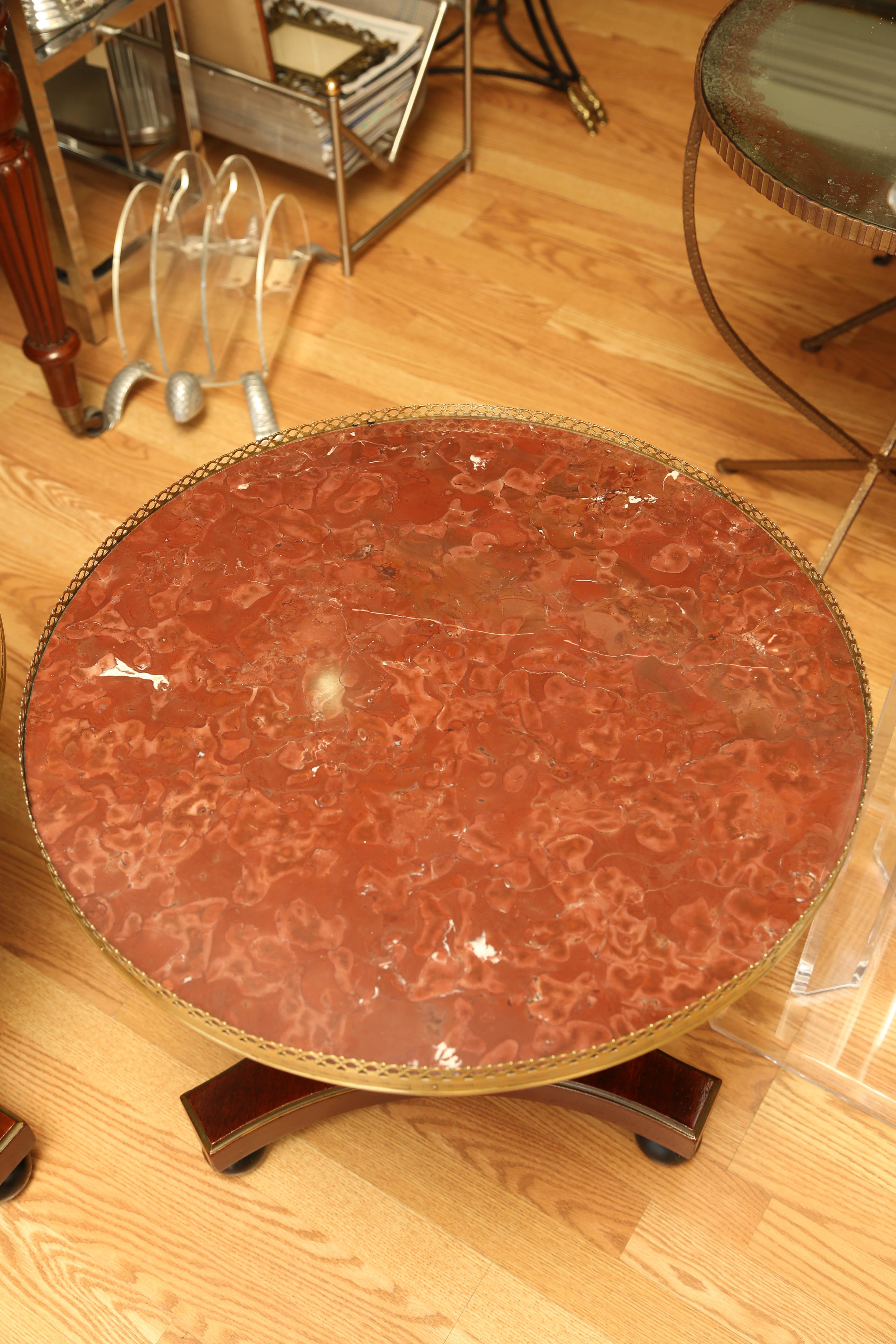 Pair of Marble-Top Side Tables In Good Condition In West Palm Beach, FL