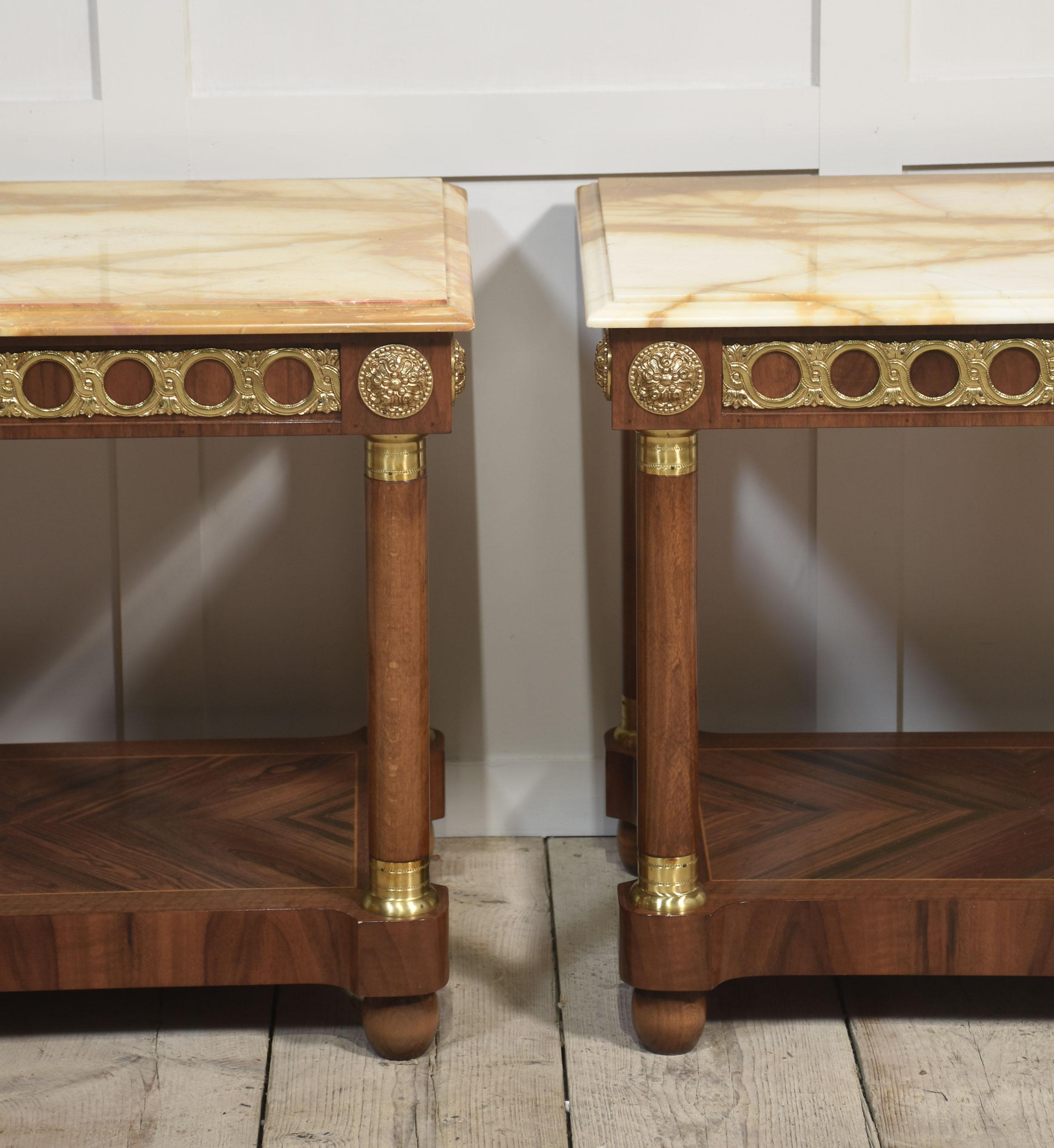 British Pair of marble top side tables For Sale
