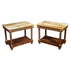 Antique  Pair of marble top side tables