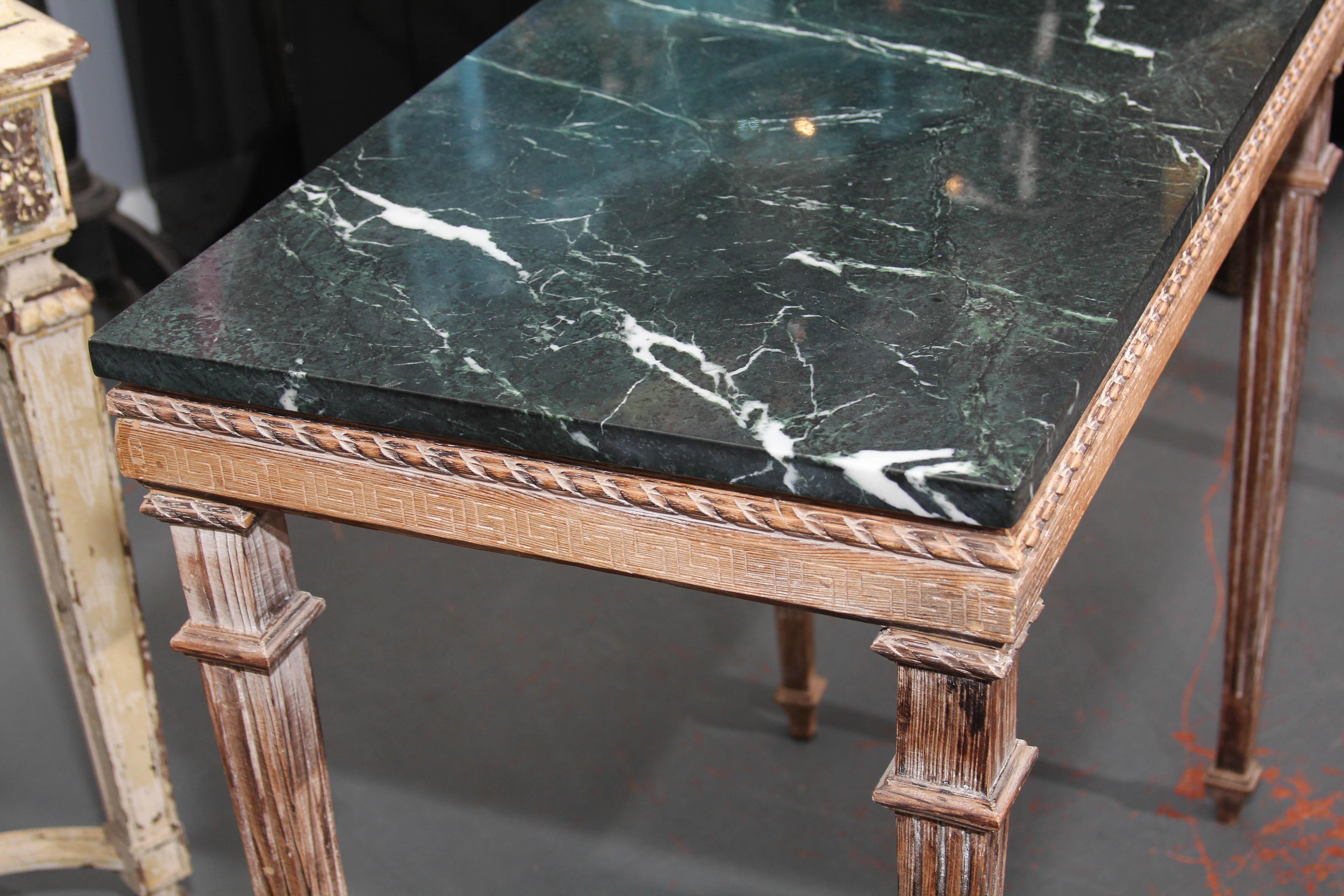 Mid-20th Century Pair of Marble-Top Side Tables or Consoles