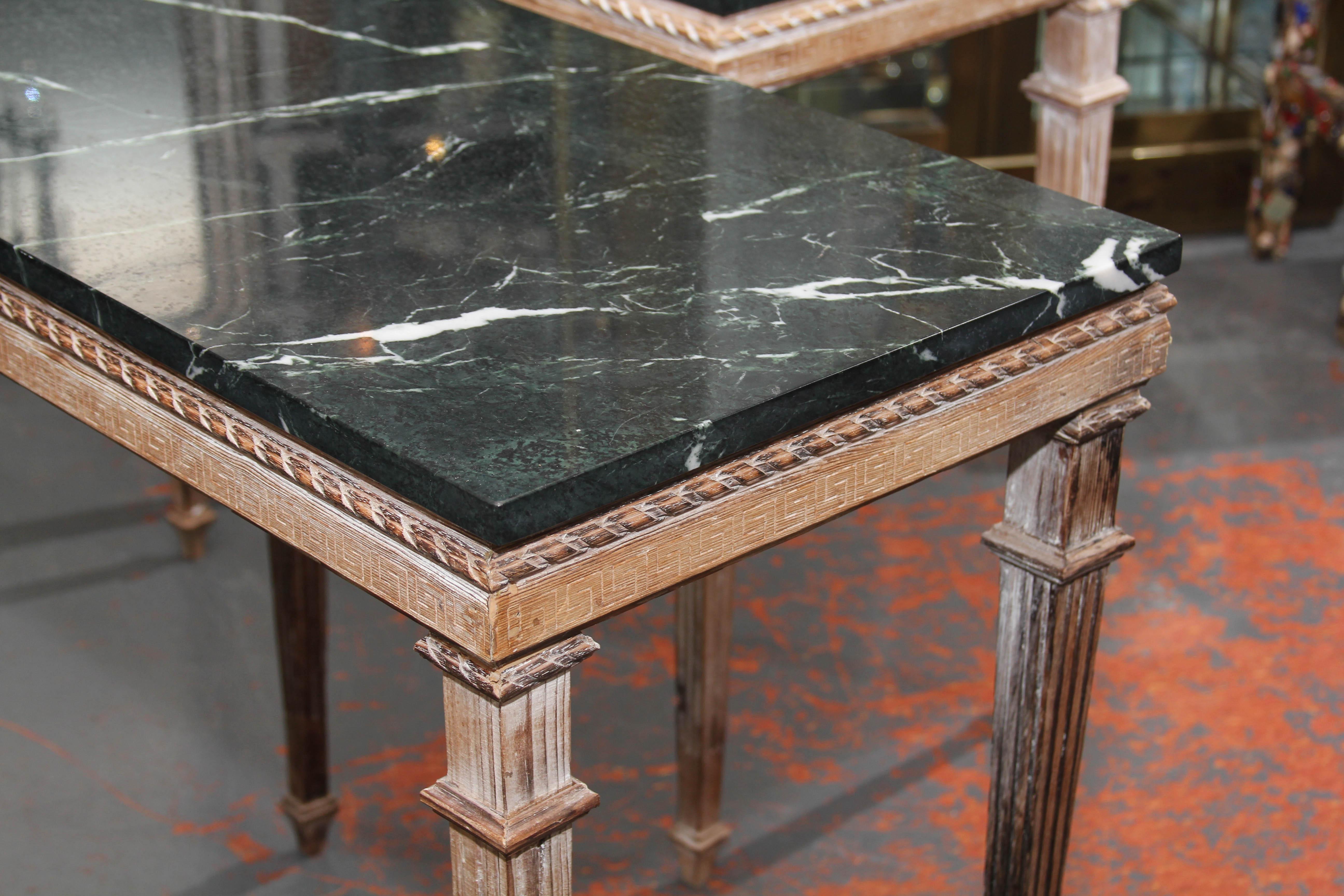 Pair of Marble-Top Side Tables or Consoles 1