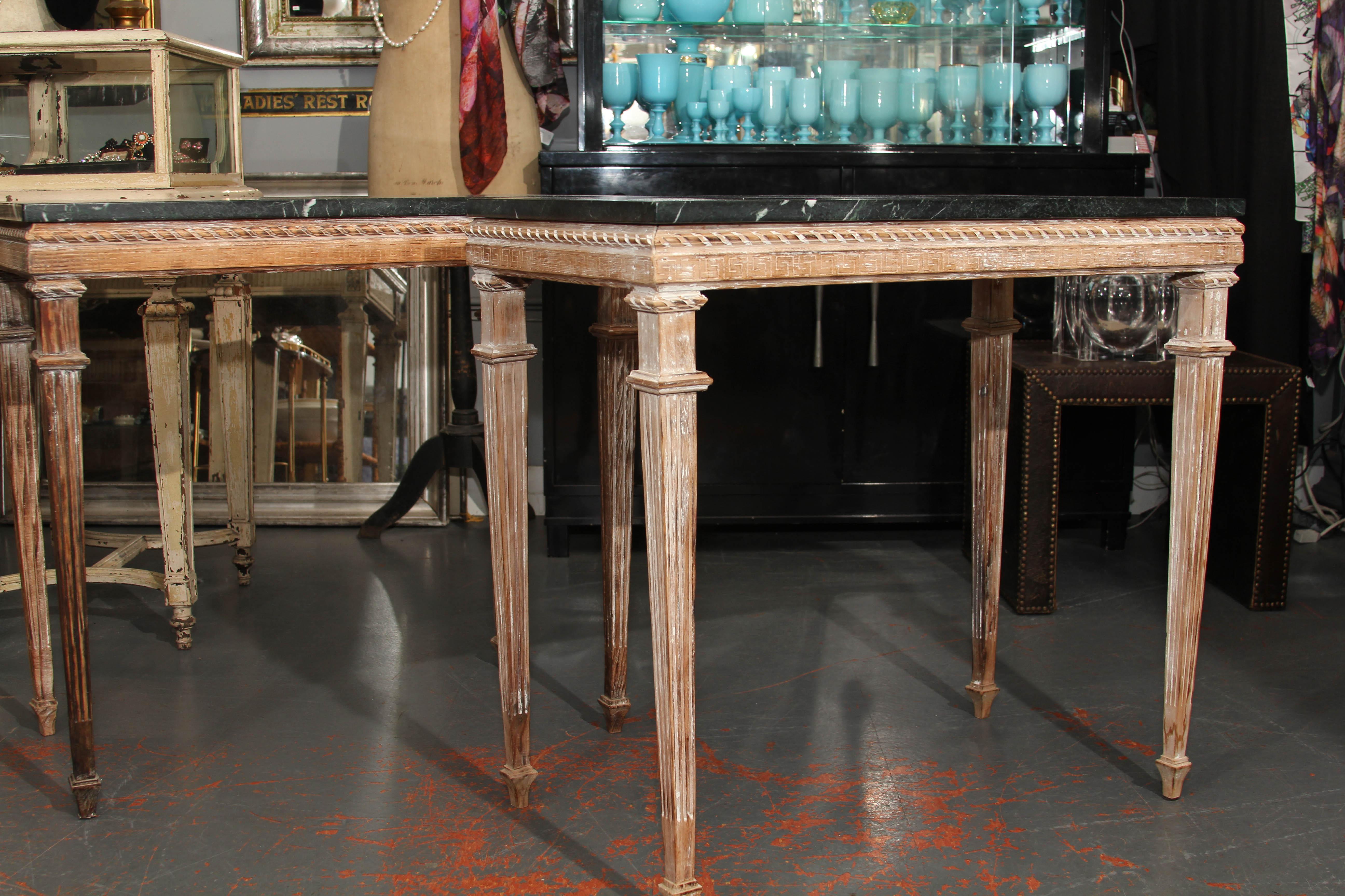 Pair of Marble-Top Side Tables or Consoles 5