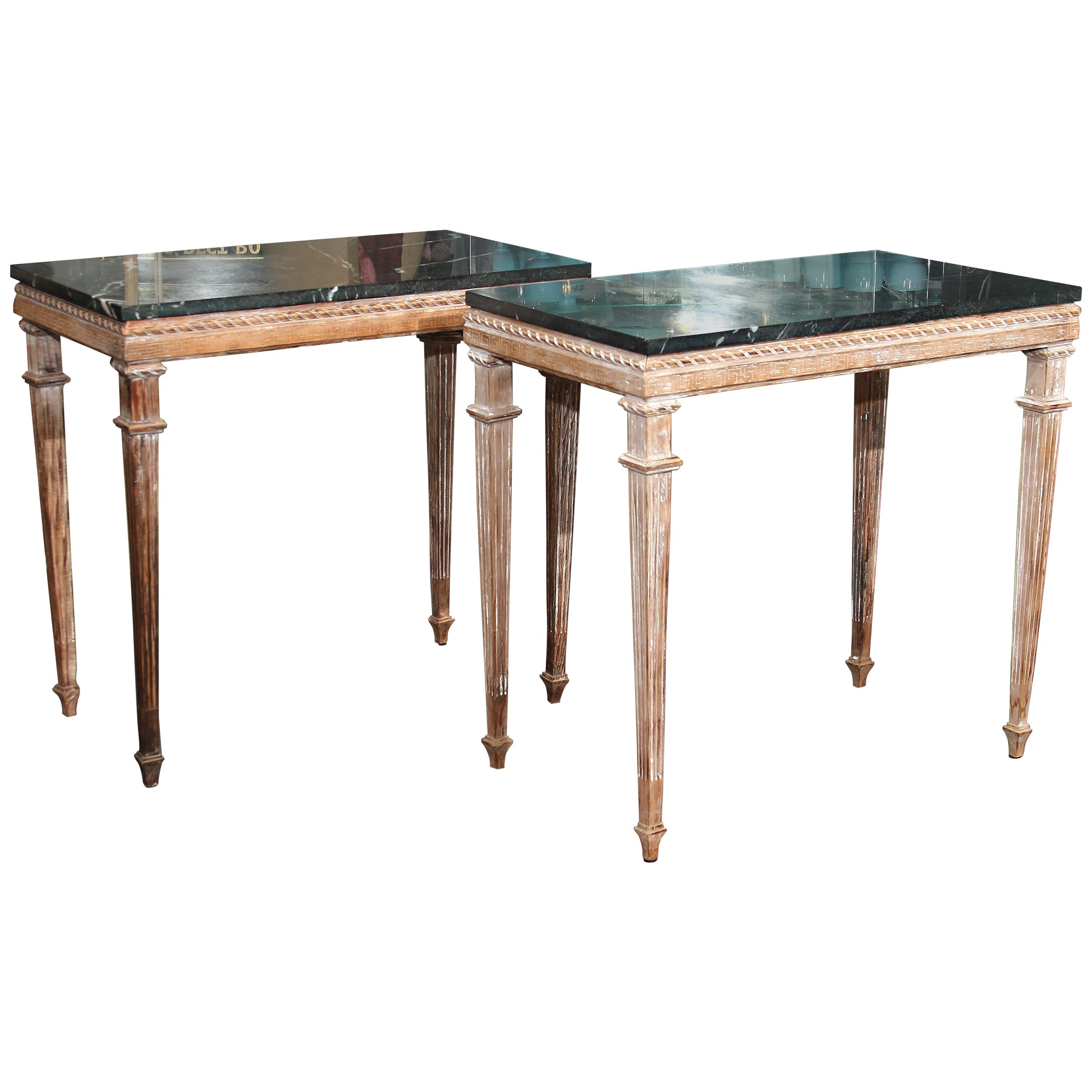 Pair of Marble-Top Side Tables or Consoles