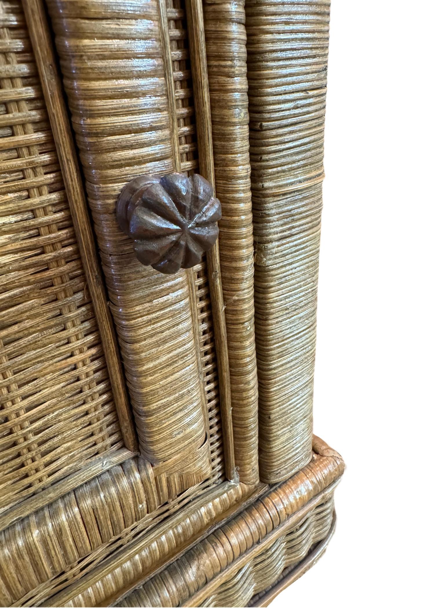 Pair of Marble Top Wicker Side Tables 4
