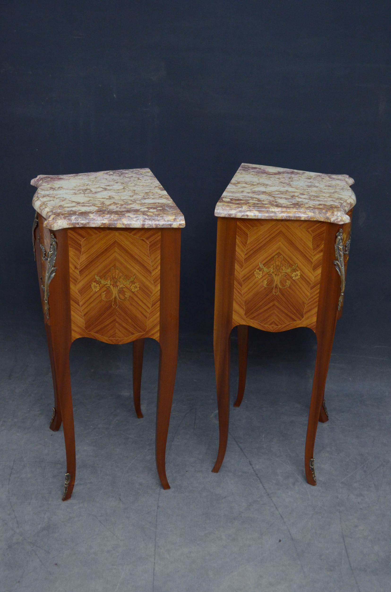 Pair of Marble Topped Bedside Cabinets For Sale 1