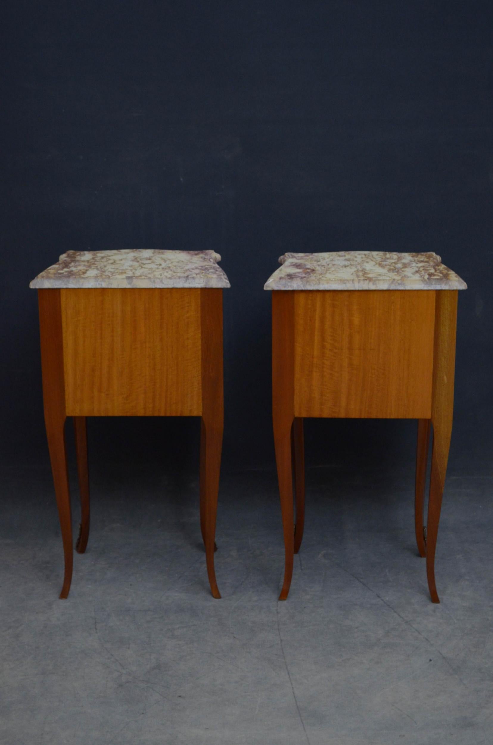 Pair of Marble Topped Bedside Cabinets For Sale 2