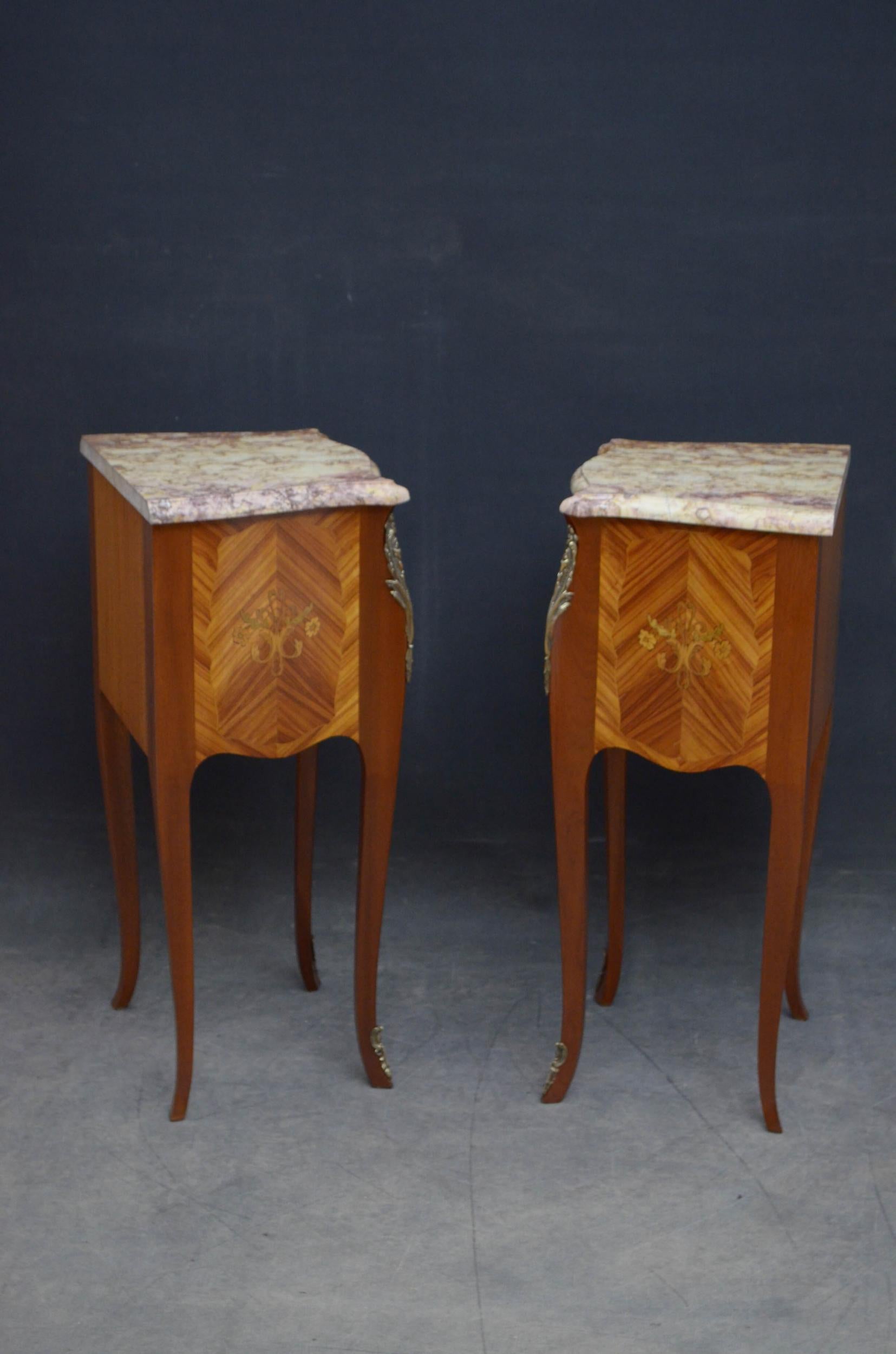 Pair of Marble Topped Bedside Cabinets For Sale 3