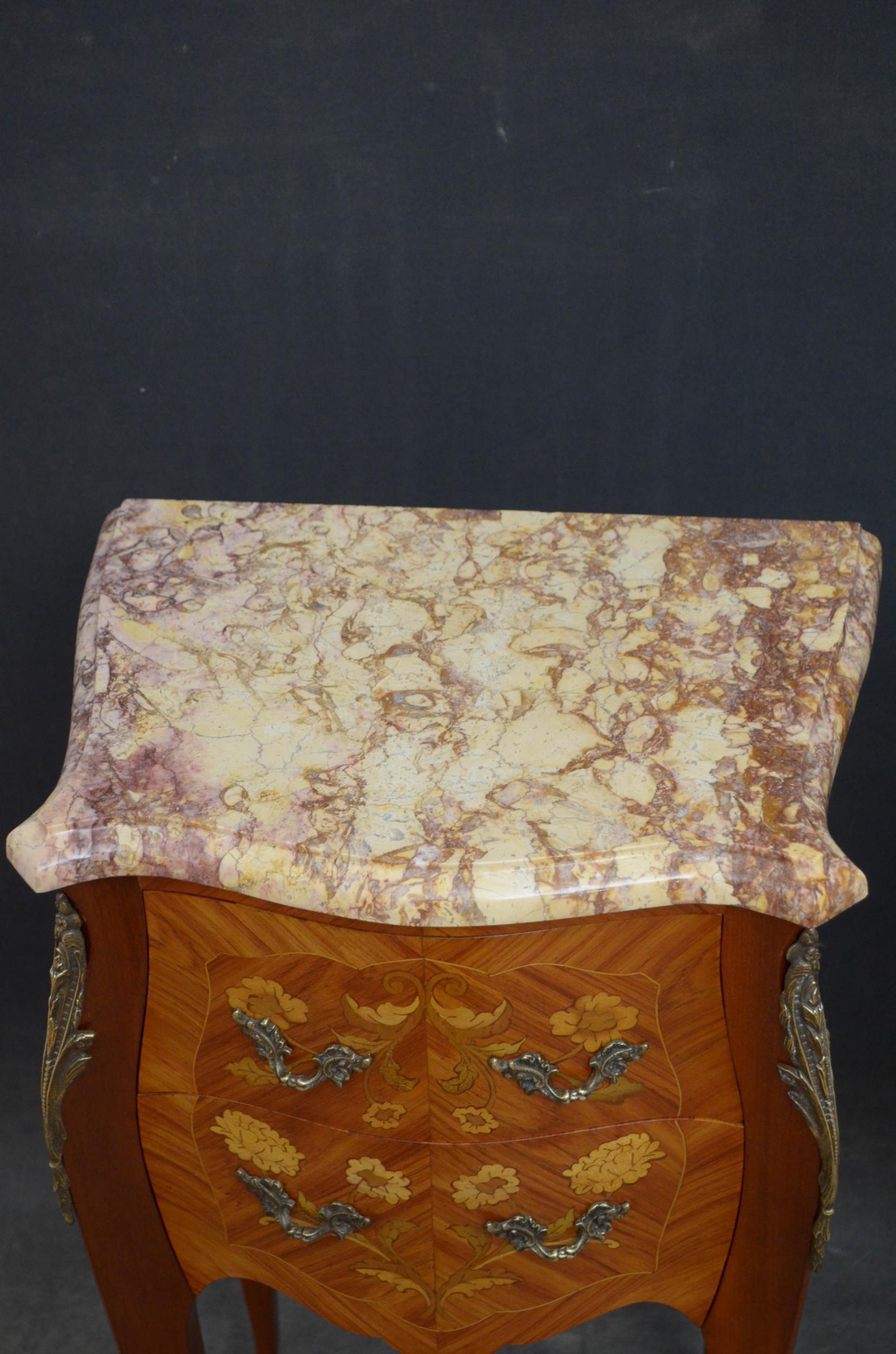 Pair of Marble Topped Bedside Cabinets In Good Condition For Sale In Whaley Bridge, GB