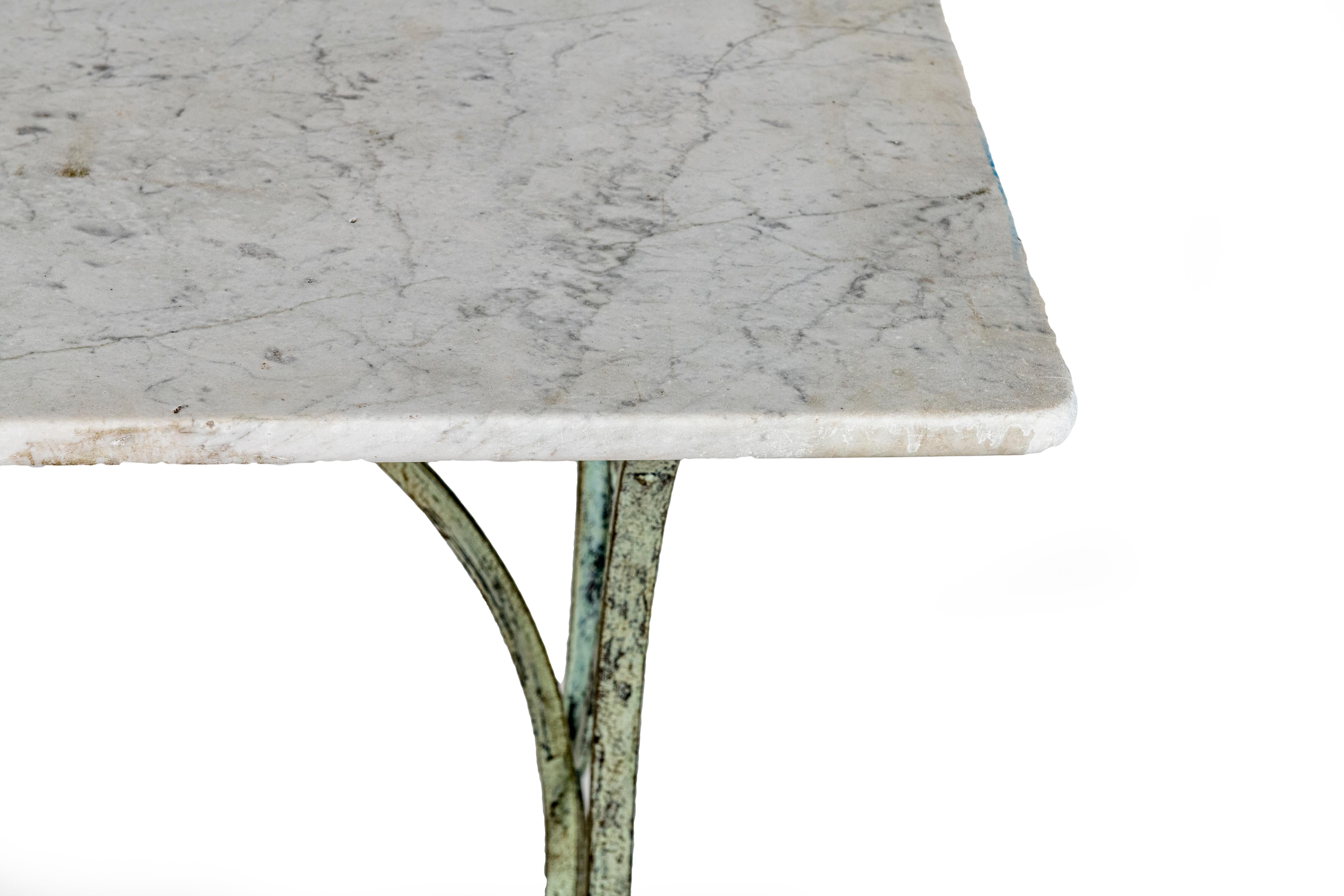Pair of Marble Topped Conservatory Table sold separately, inside or outside use. In Good Condition For Sale In Washington, DC