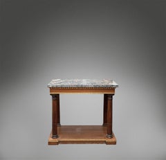 Pair of Marble Topped Corinthian Column Console Tables