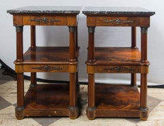 Pair of Marble Topped Empire Style End Tables