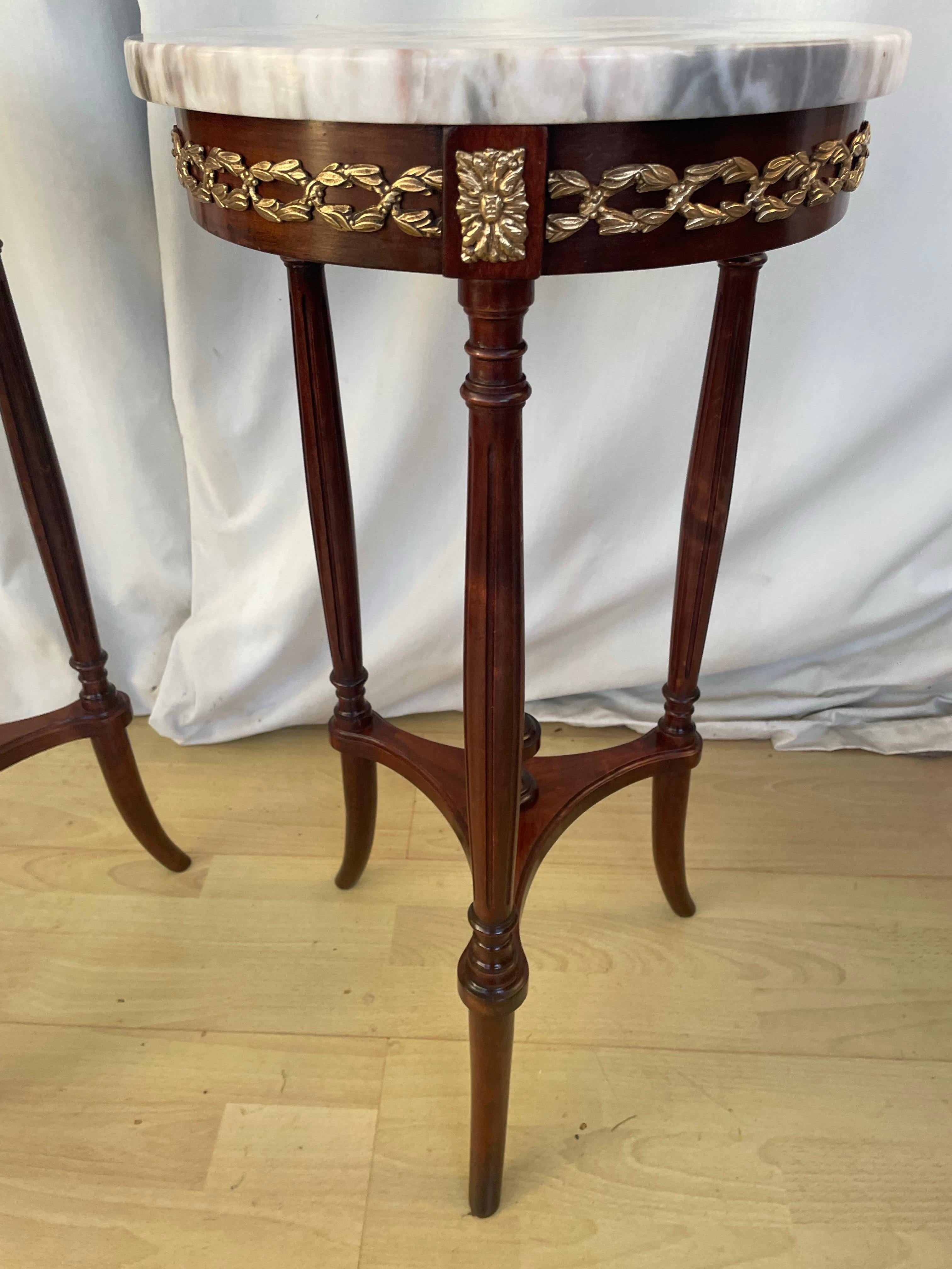 Pair of marble topped side tables France c1900s For Sale 7
