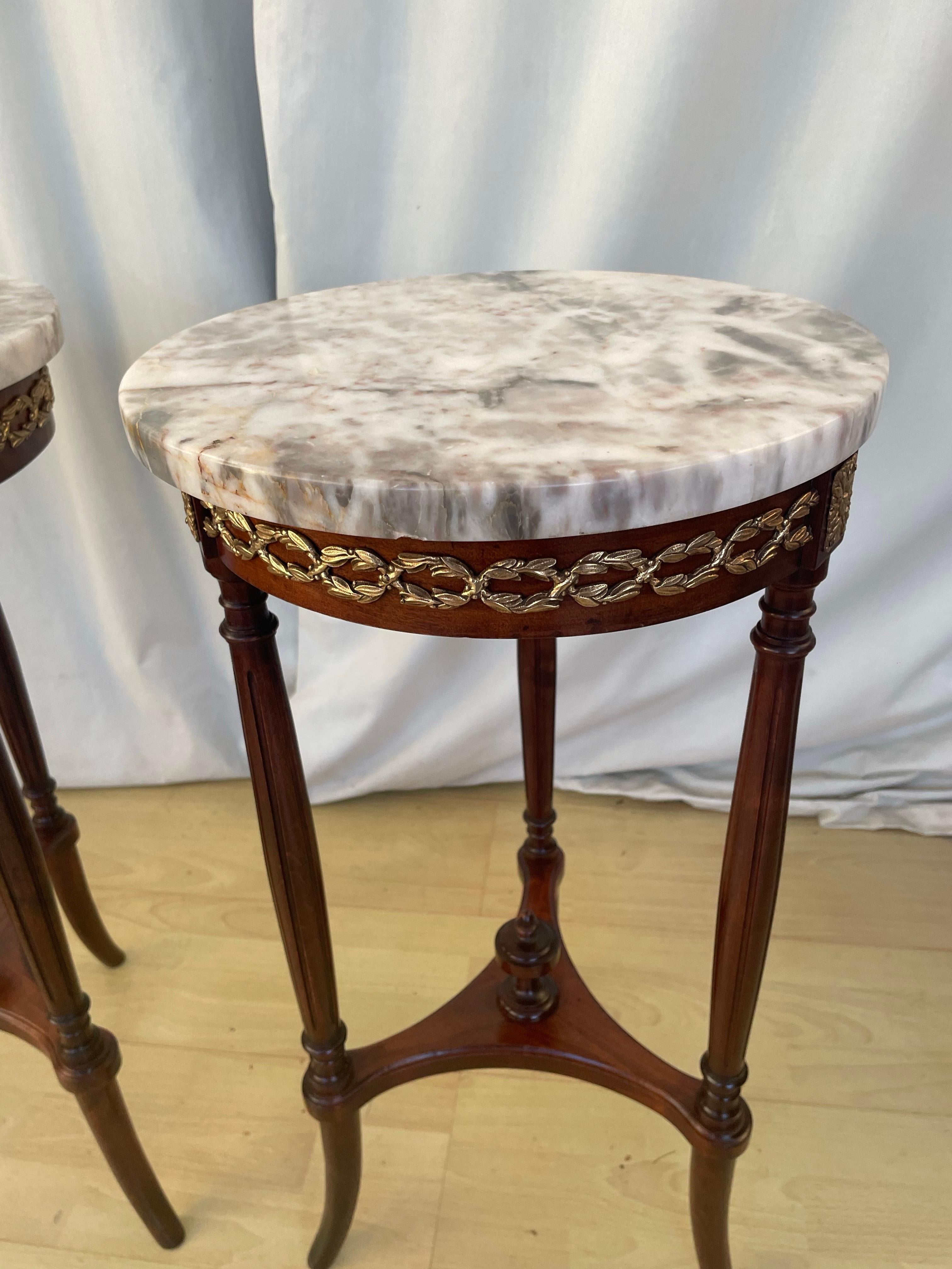 Pair of marble topped side tables France c1900s For Sale 4