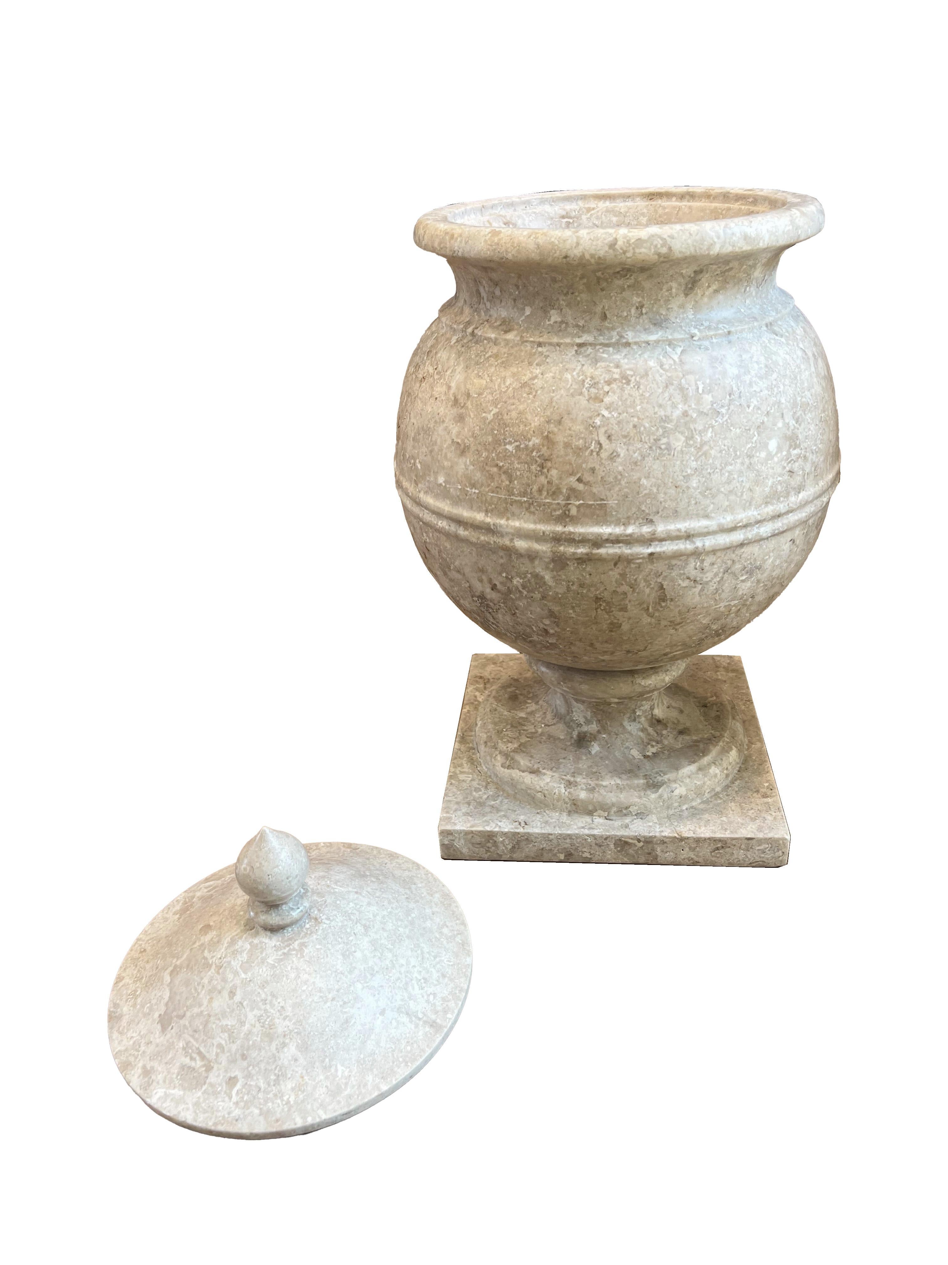 Contemporary Pair of Marble Urns For Sale