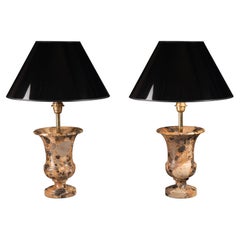 Pair of Marble Urns Mounted in Lamps