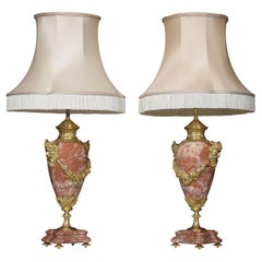 Antique Pair of Marble Vase Form Table Lamps