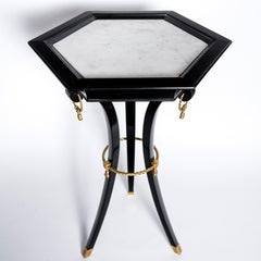Pair of Marble, Wood and Gilt Bronze Side Tables, France, circa 1950