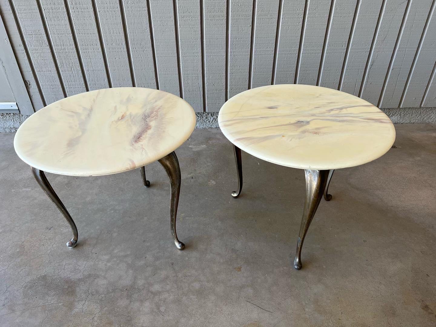 Mid-20th Century Pair of Marblecraft Hollywood Regency style side or end tables For Sale