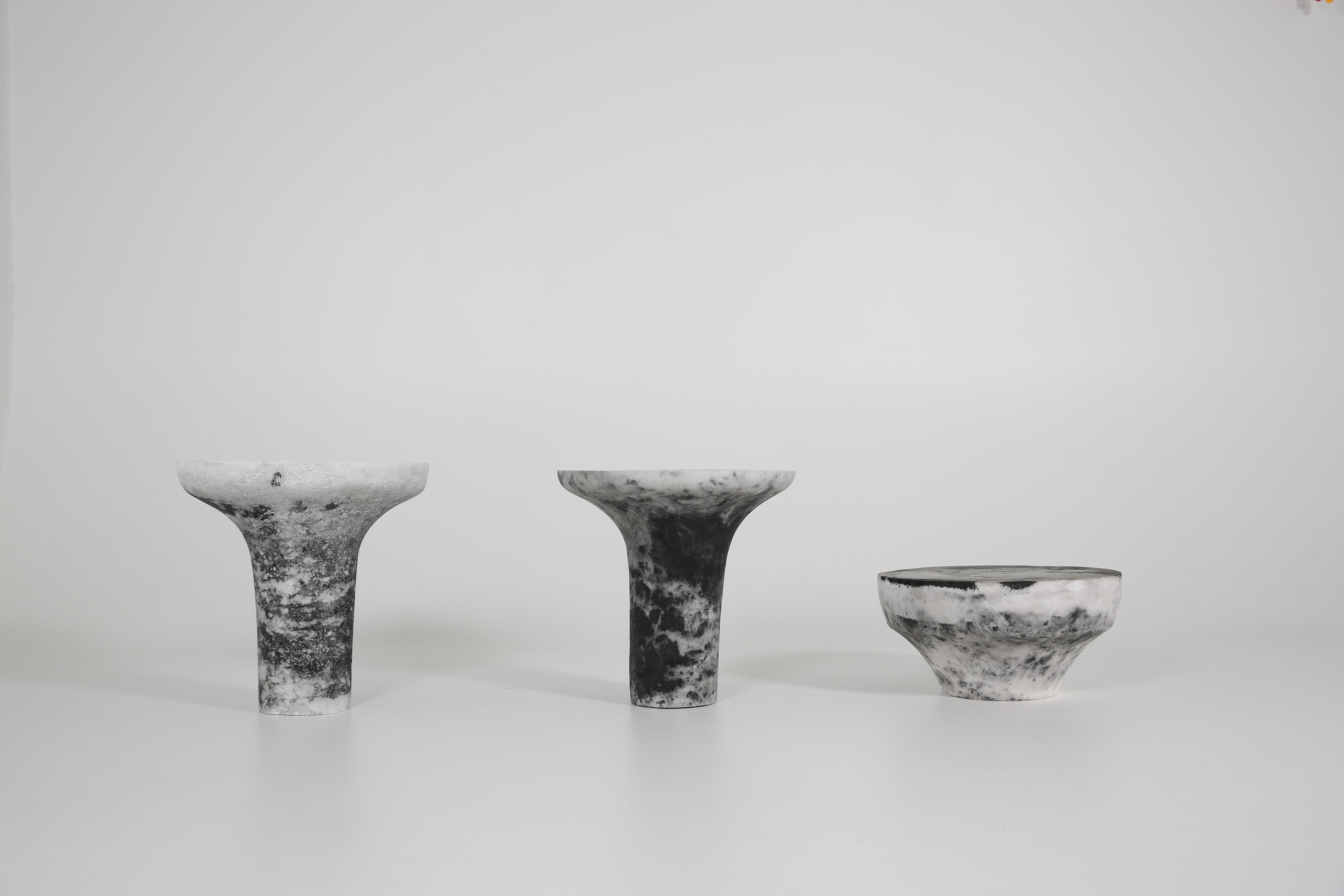 Pair of Marbled Salts Gueridons by Roxane Lahidji In New Condition In Geneve, CH