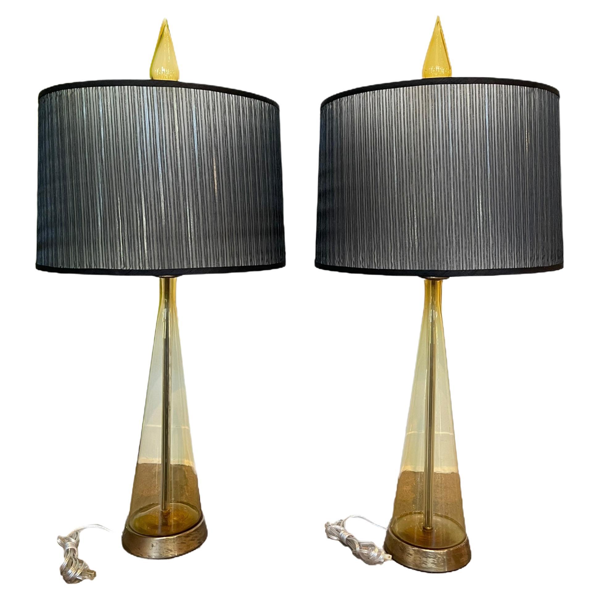 Pair of Marbro Art Glass Lamps For Sale at 1stDibs