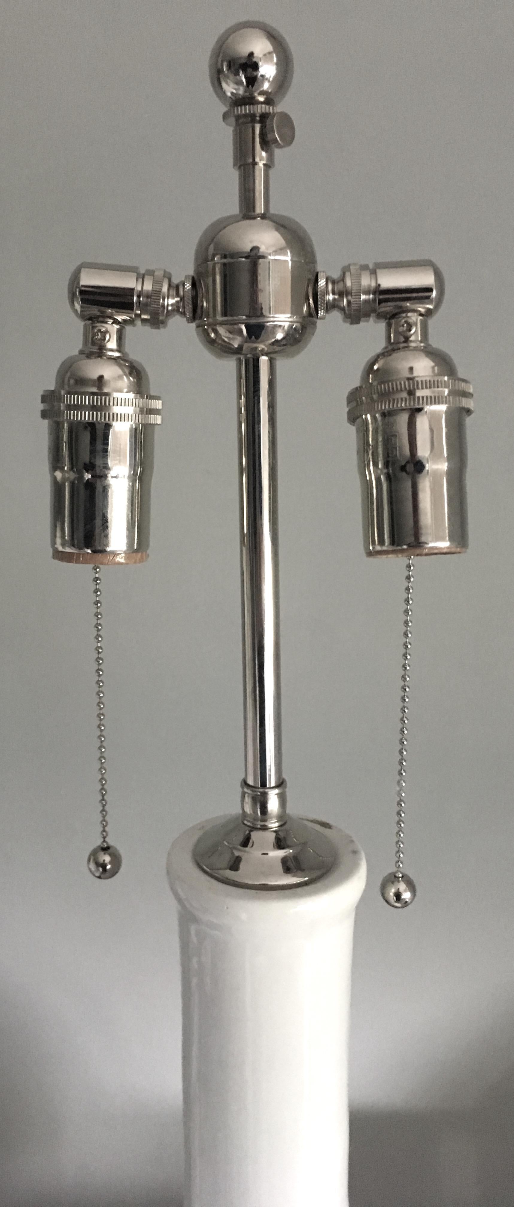 Polished Pair of Marbro Blanc de Chien Flower Lamps