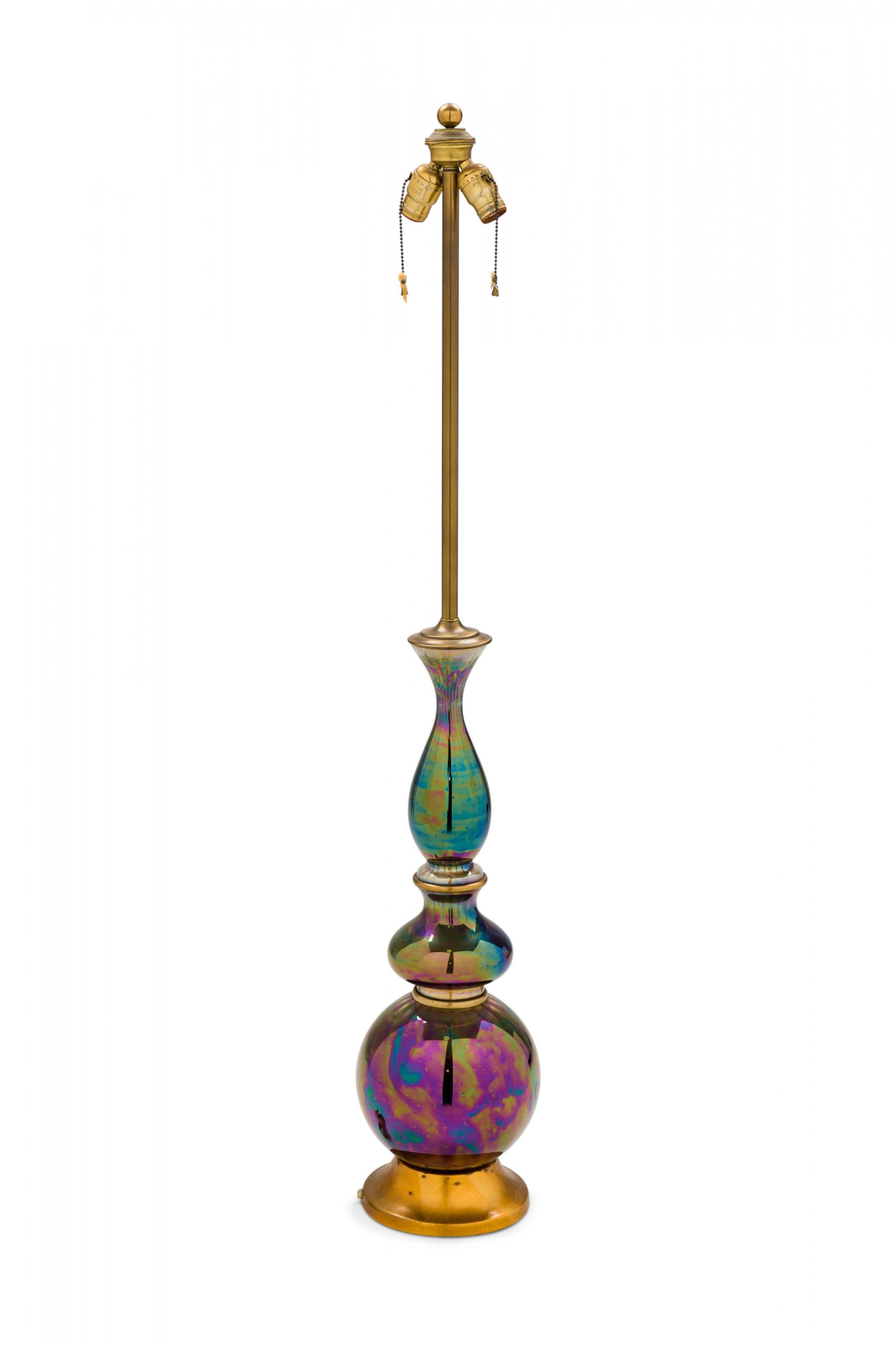 Paire de lampes de bureau Marbro en verre irisé américain du milieu du siècle dernier en vente 2