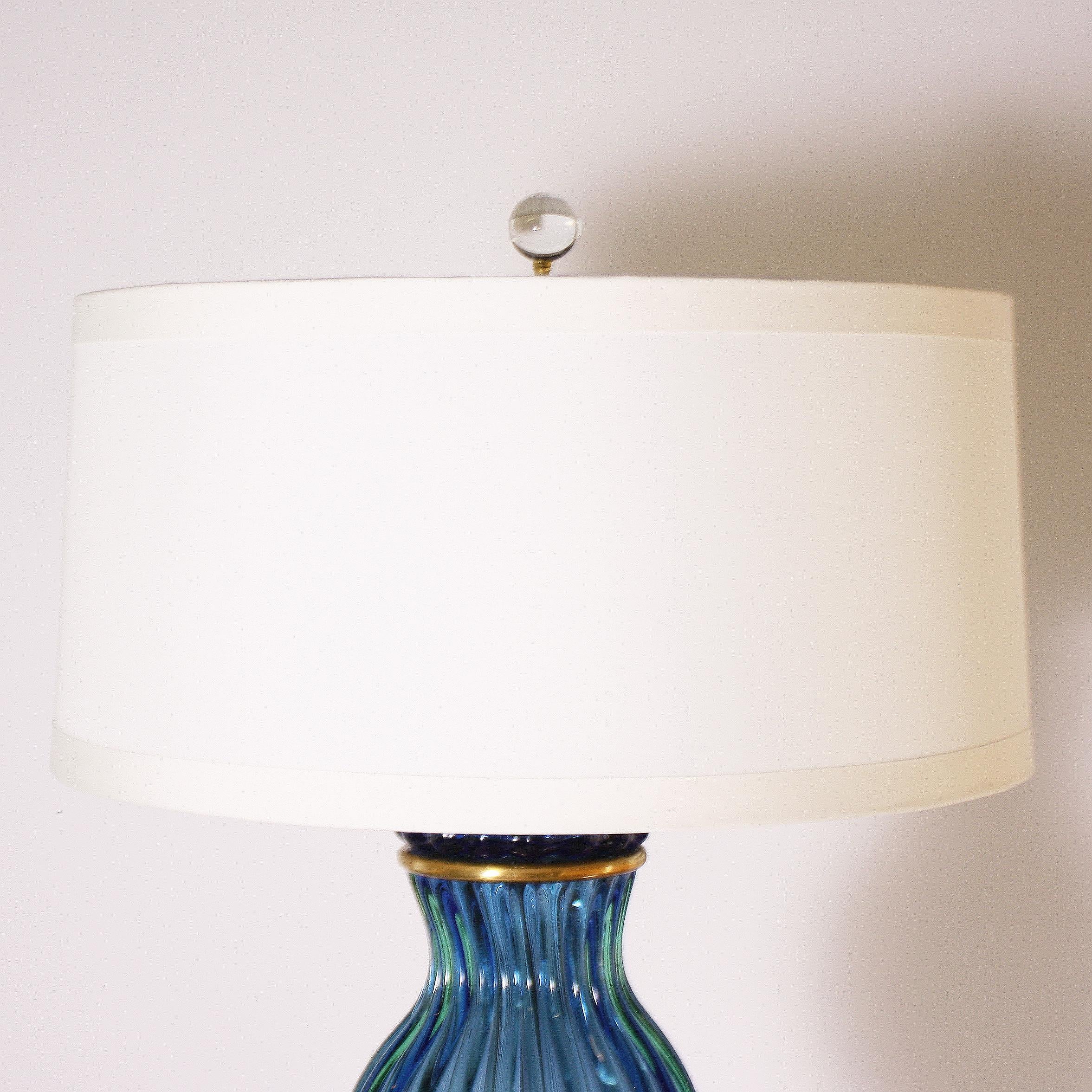 Pair of Marbro Murano glass lamps with brass detailing, circa 1950
$10,900.