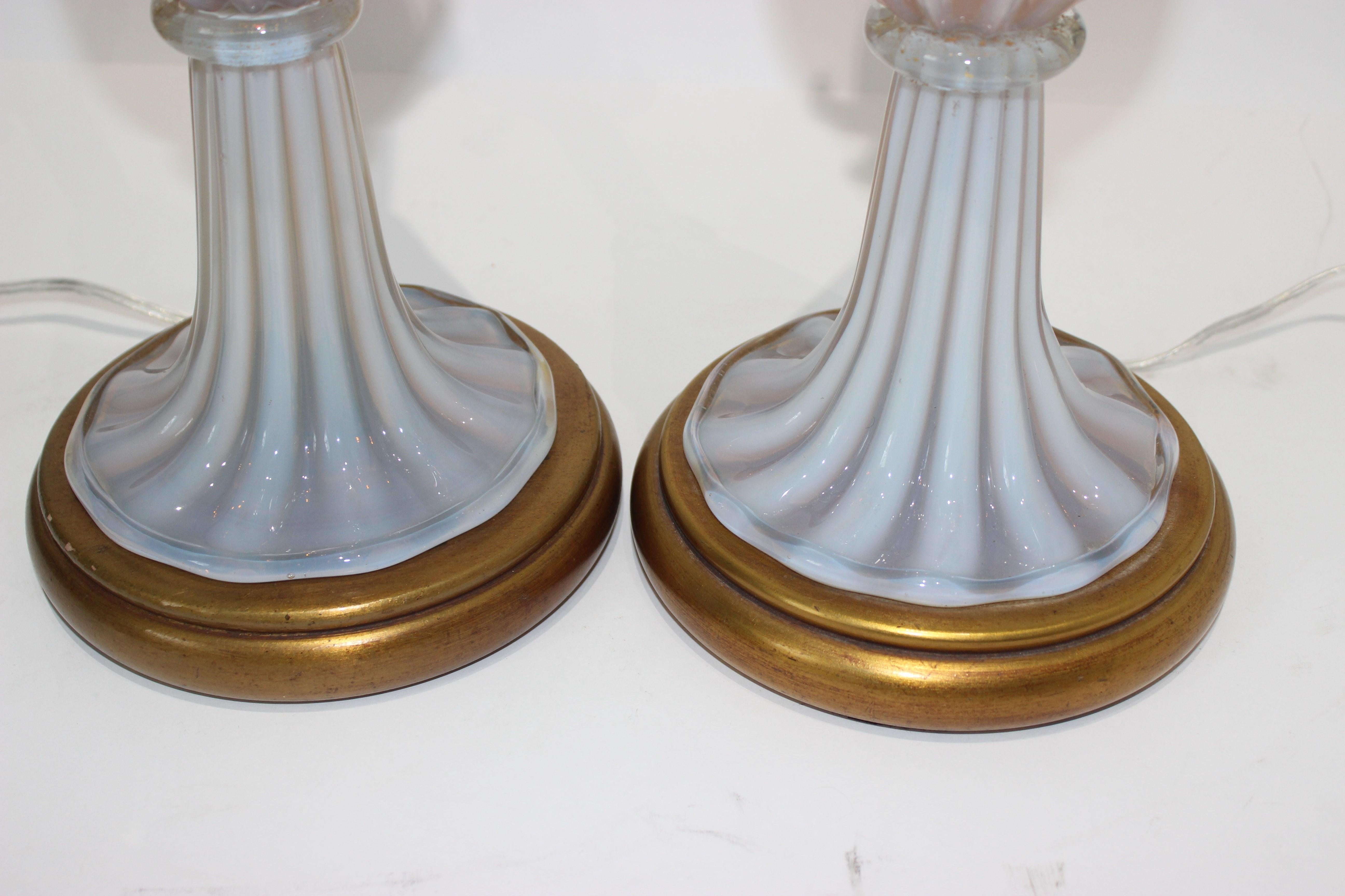 Mid-Century Modern Paire de lampes en verre de Murano Seguso pour Marbro en vente