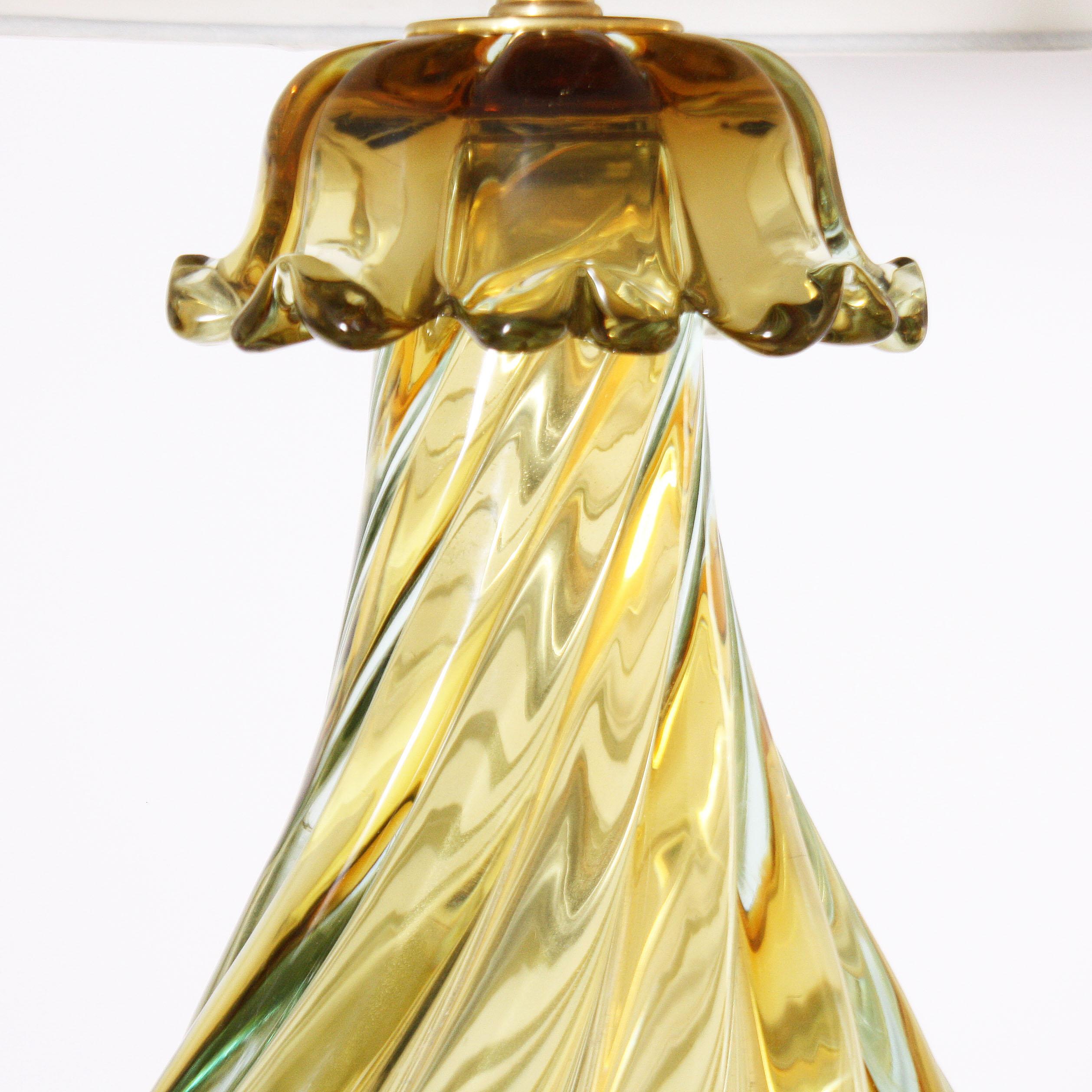 Mid-Century Modern Pair of Marbro Seguso Murano Glass Lamps, circa 1950