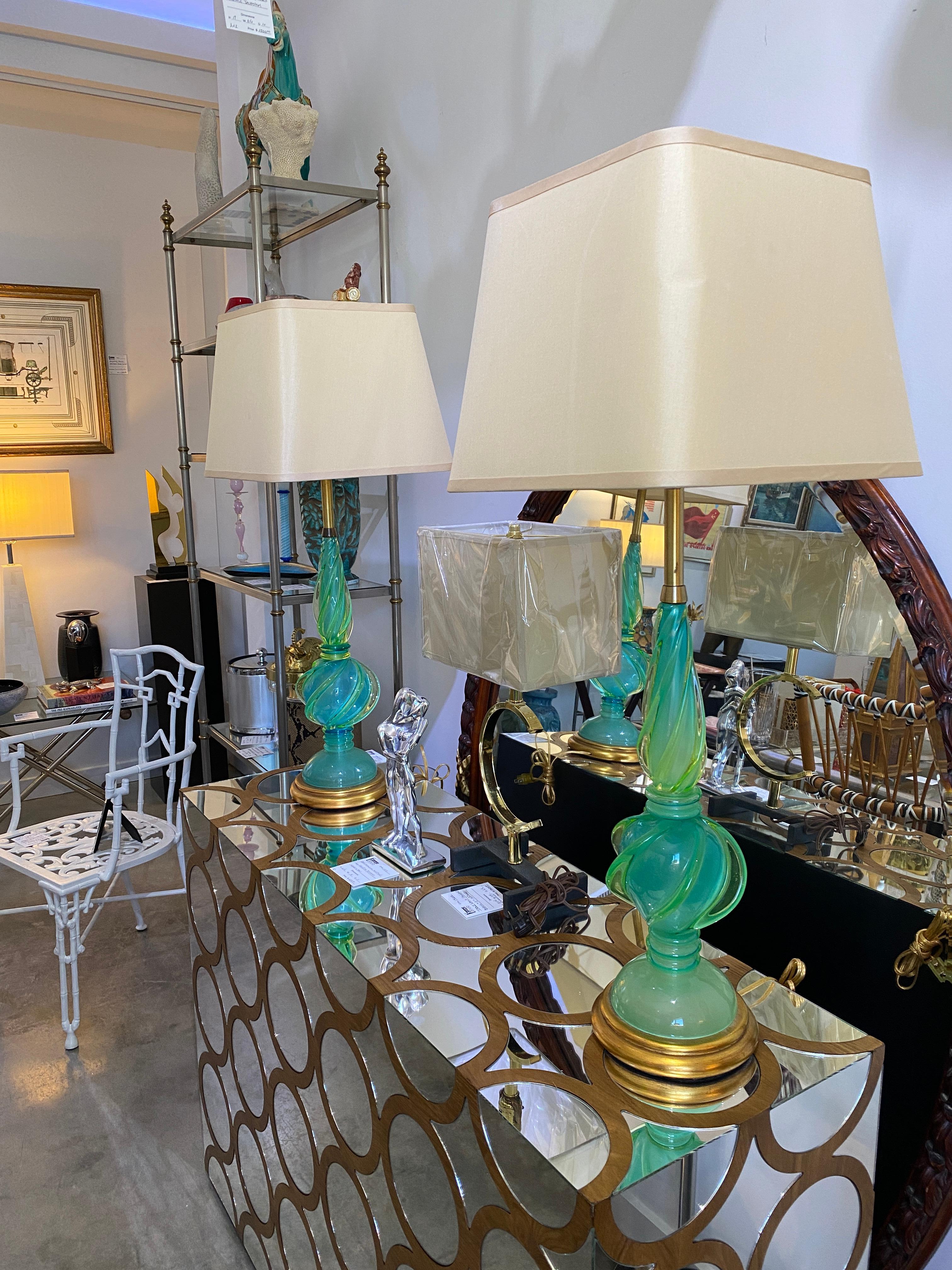 Paar Marbro Seguso-Lampen aus Muranoglas im Angebot 7