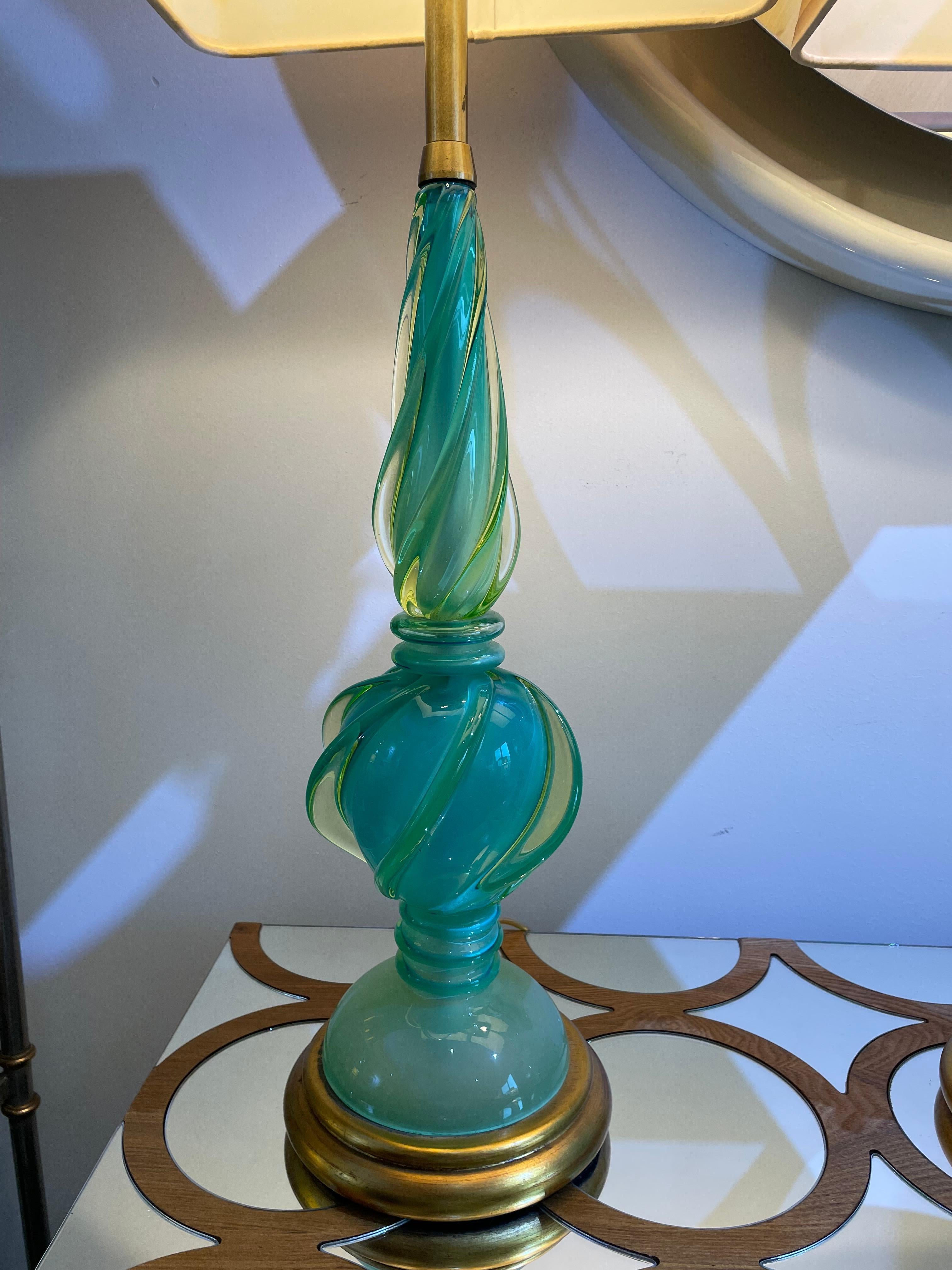 Paire de lampes en verre de Murano de Marbro Seguso en vente 8