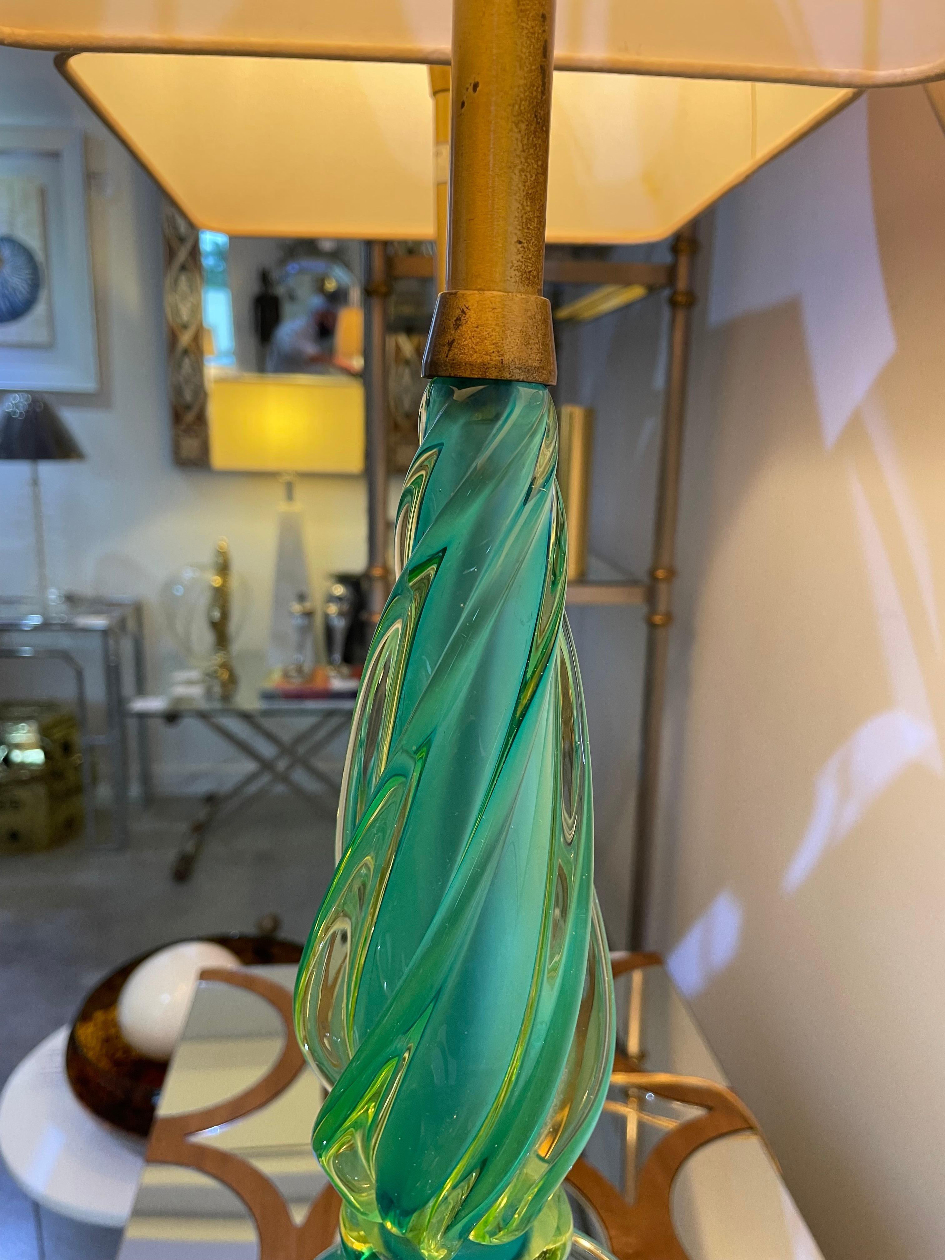 Paire de lampes en verre de Murano de Marbro Seguso en vente 10