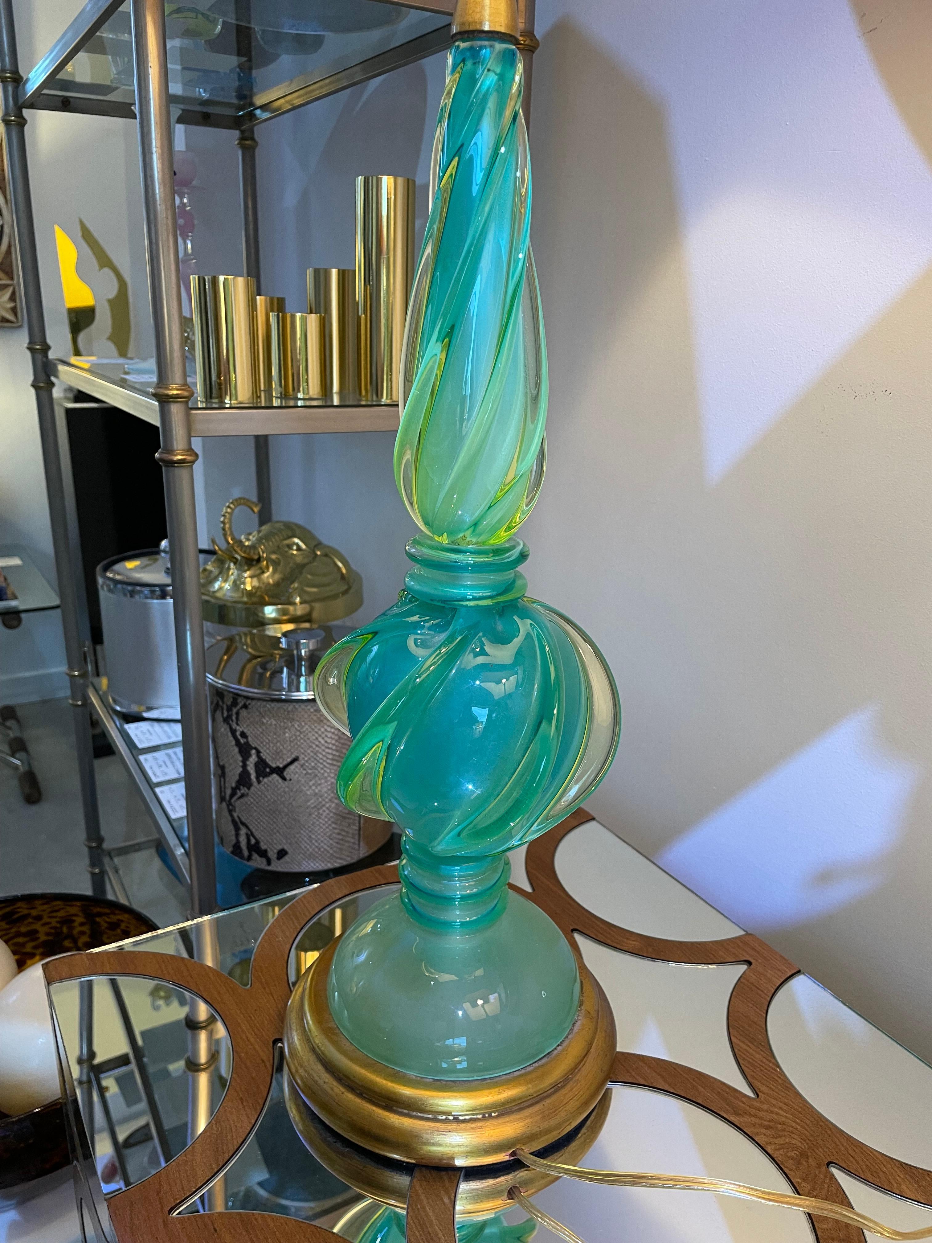 Paire de lampes en verre de Murano de Marbro Seguso en vente 12