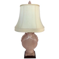 Pair of Marbro Signed Hollywood Regency 1955 Pink Alabaster Table Lamps Matching