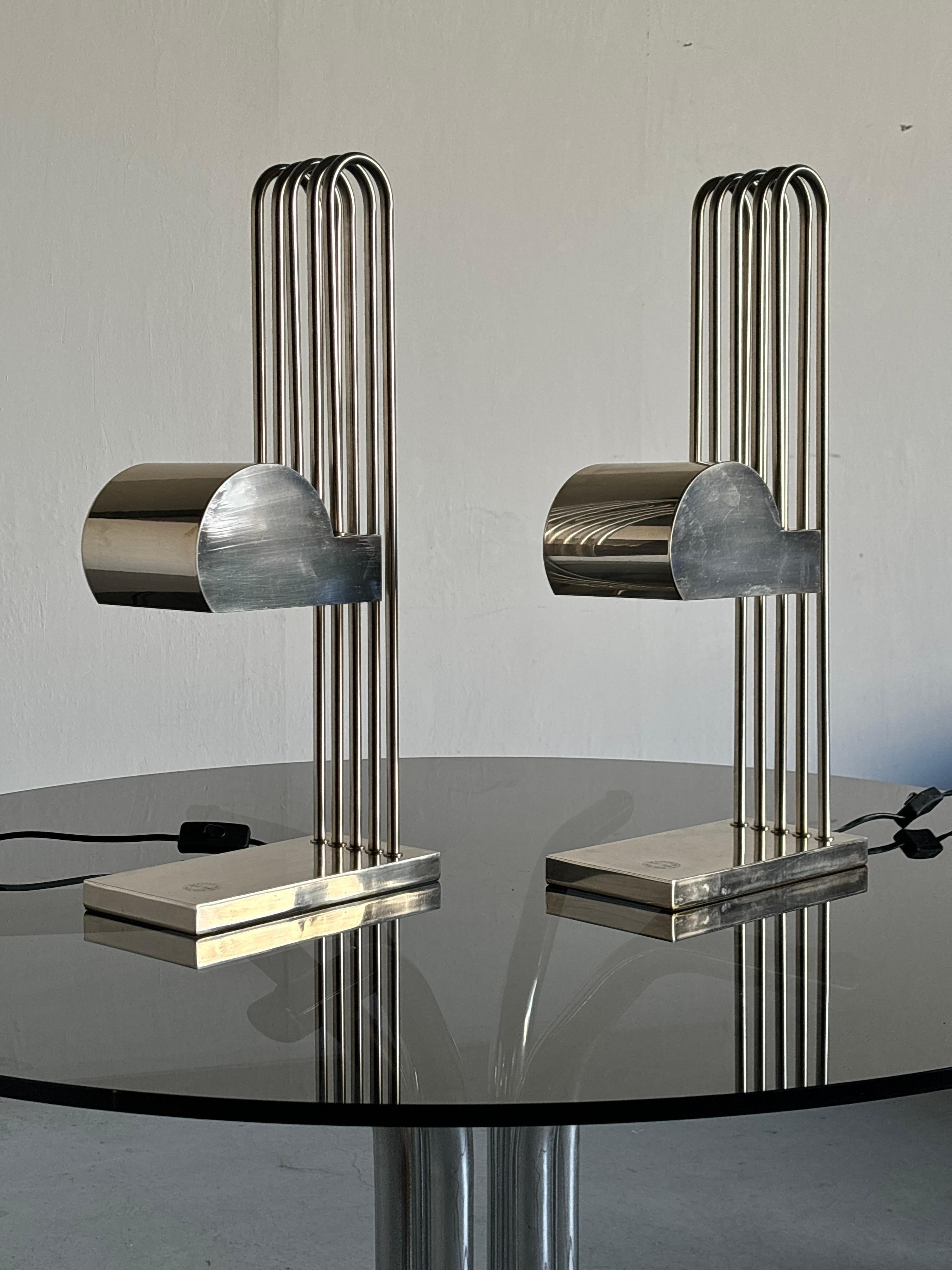 Bauhaus Pair of Marcel Breuer Art Deco Architectural Lamps, Paris Exposition For Sale